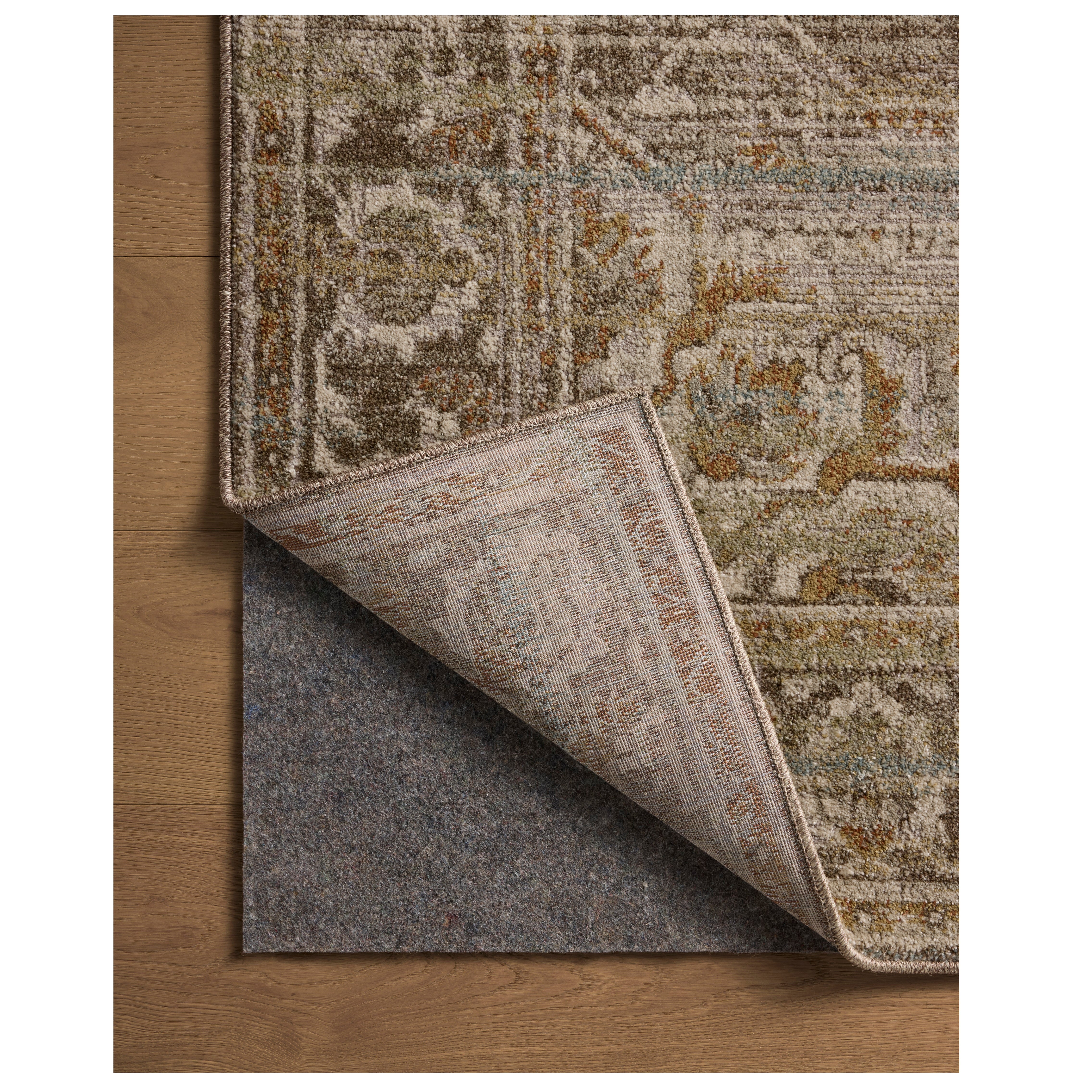 Mona Bark Sunrise Rug corner flipped back