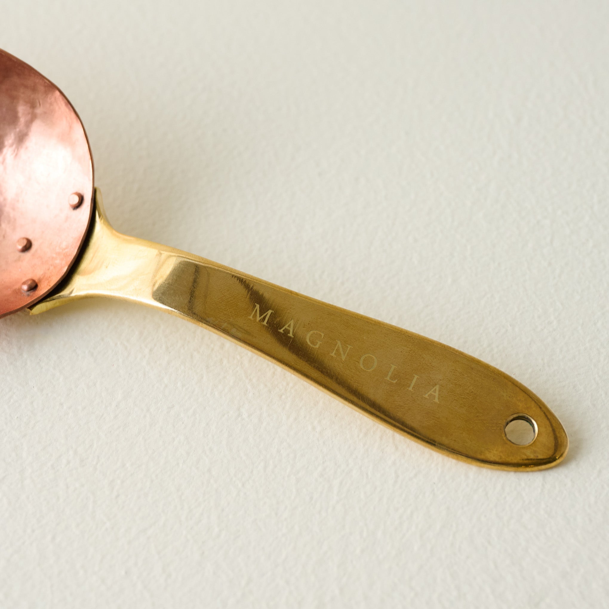 Magnoliass Handmade Copper and Gold Scoop up close