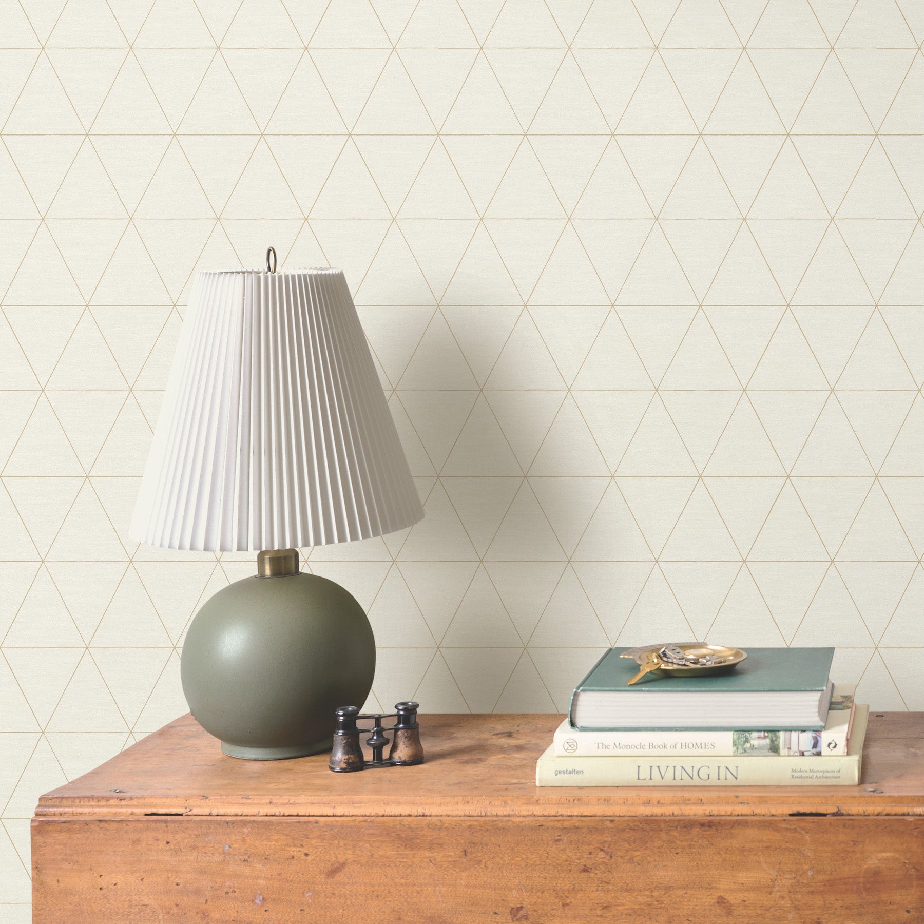Ridge Wallpaper in whitewash shown on wall