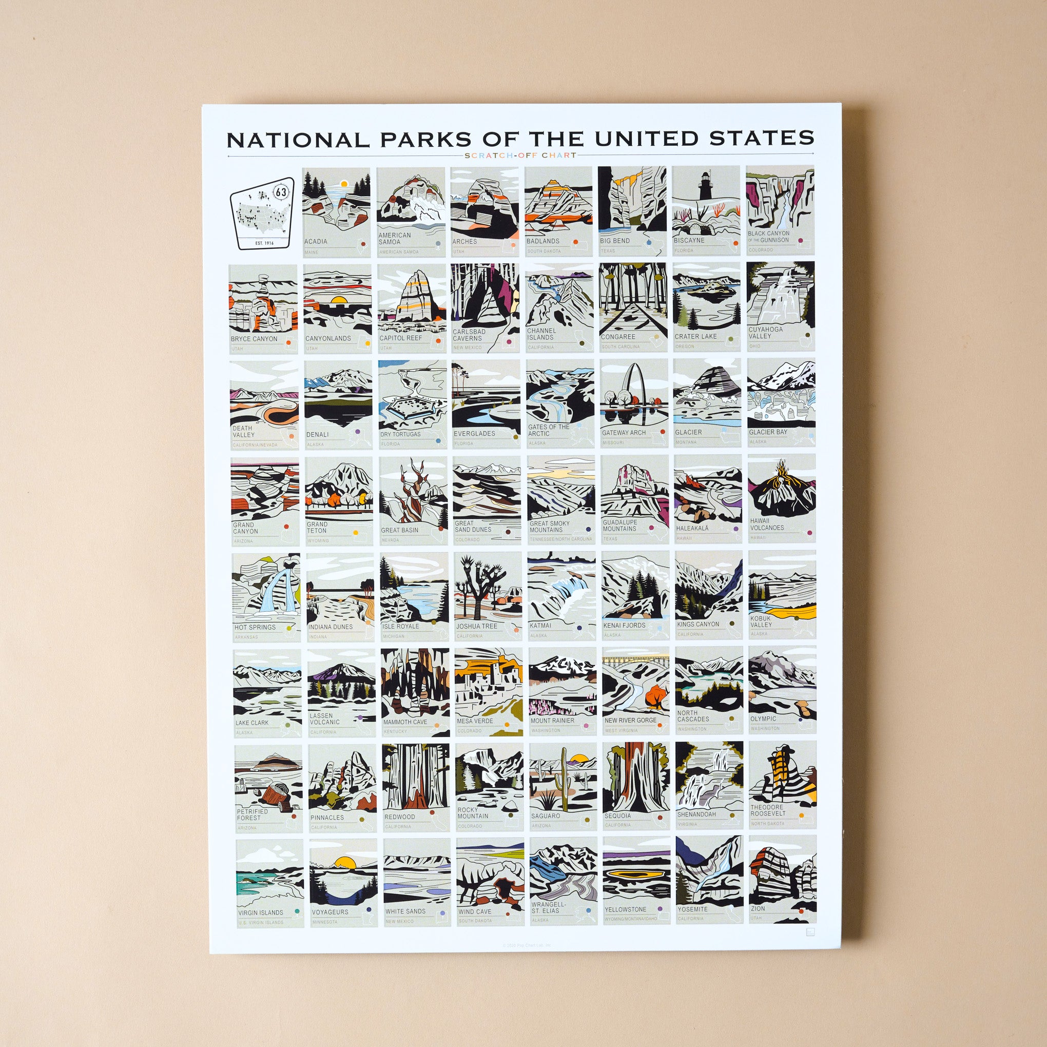 National Parks Scratch-Off Chart