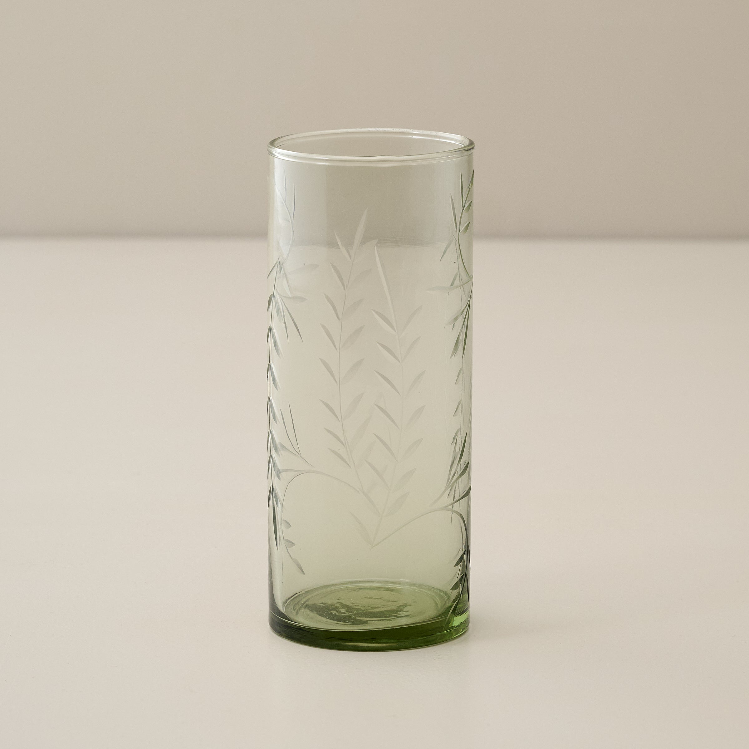 Recycled Etched Glass Tumbler, Green Large