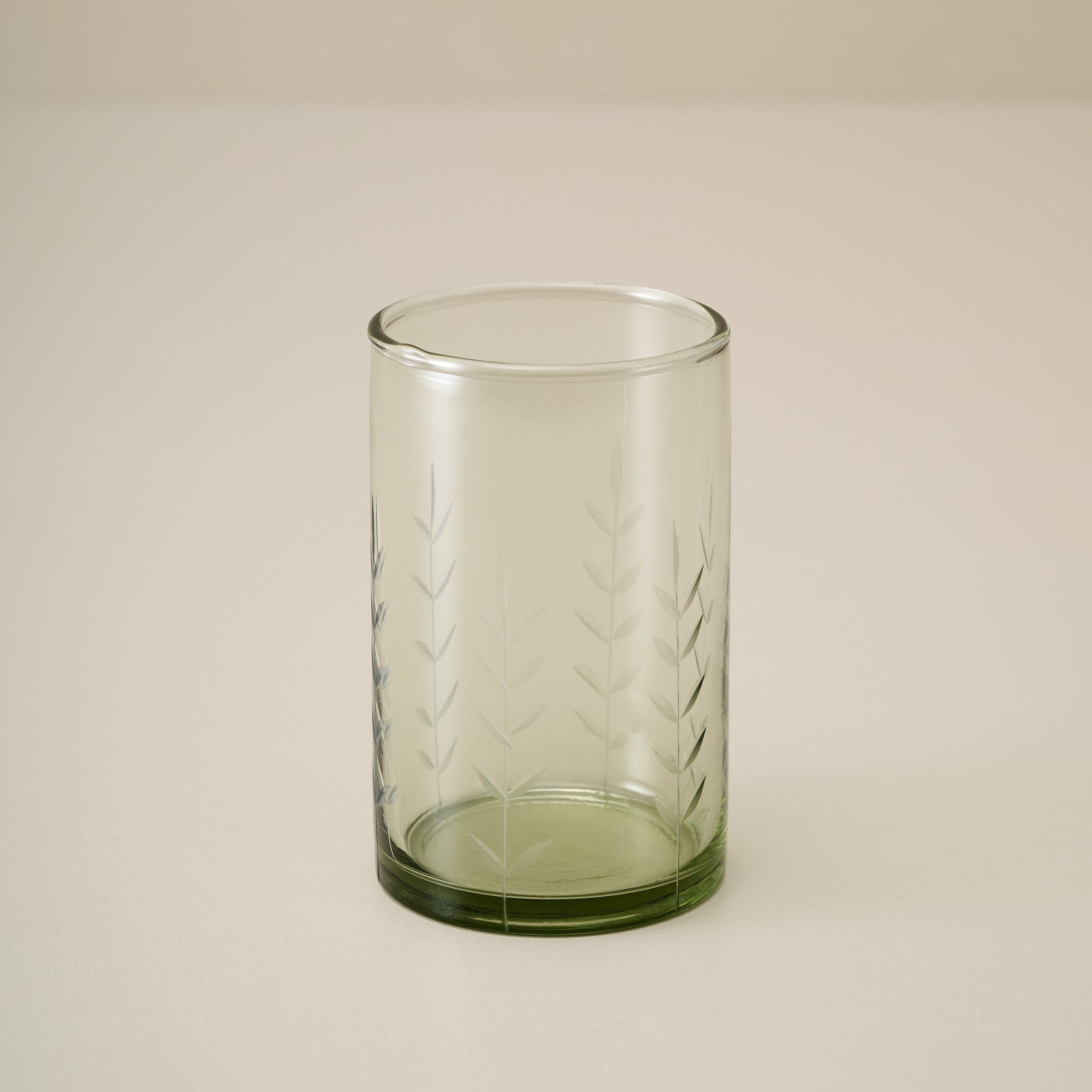 Recycled Etched Glass Tumbler, Green Small