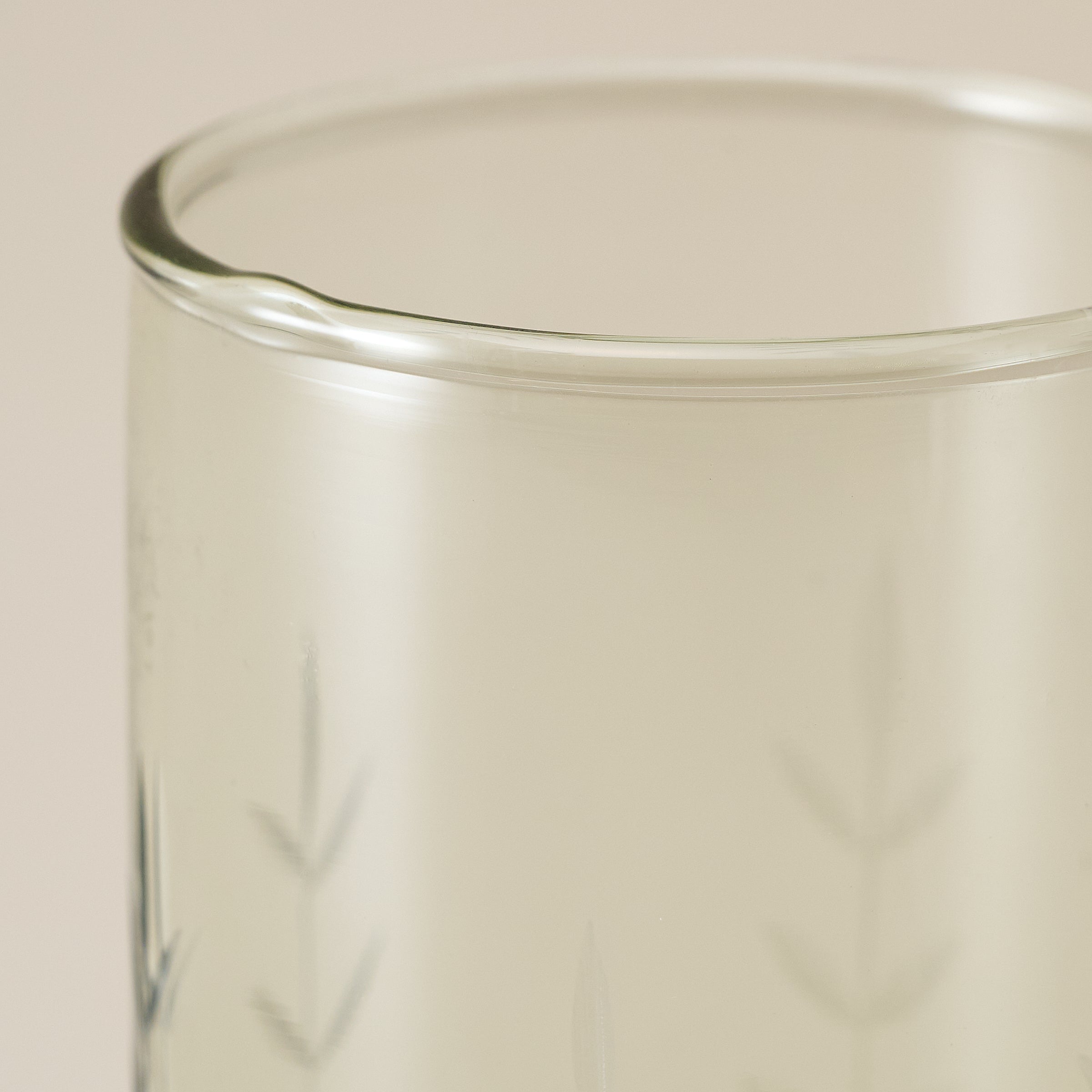 Recycled Etched Glass Tumbler, Green close up