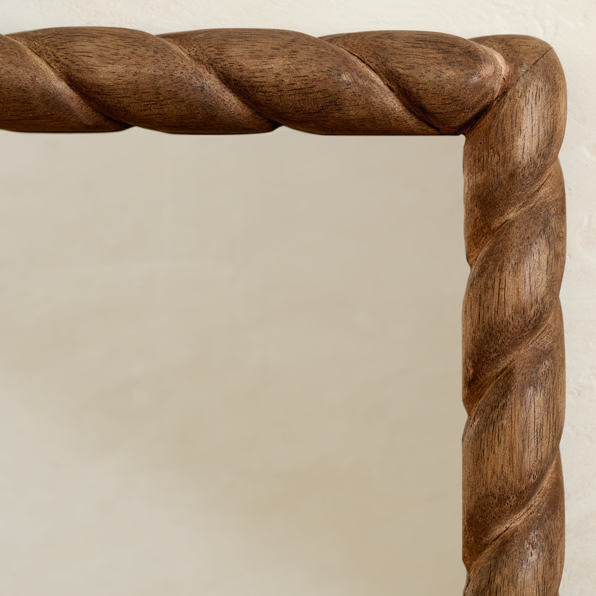 Turned Wood Vanity Mirror close up view