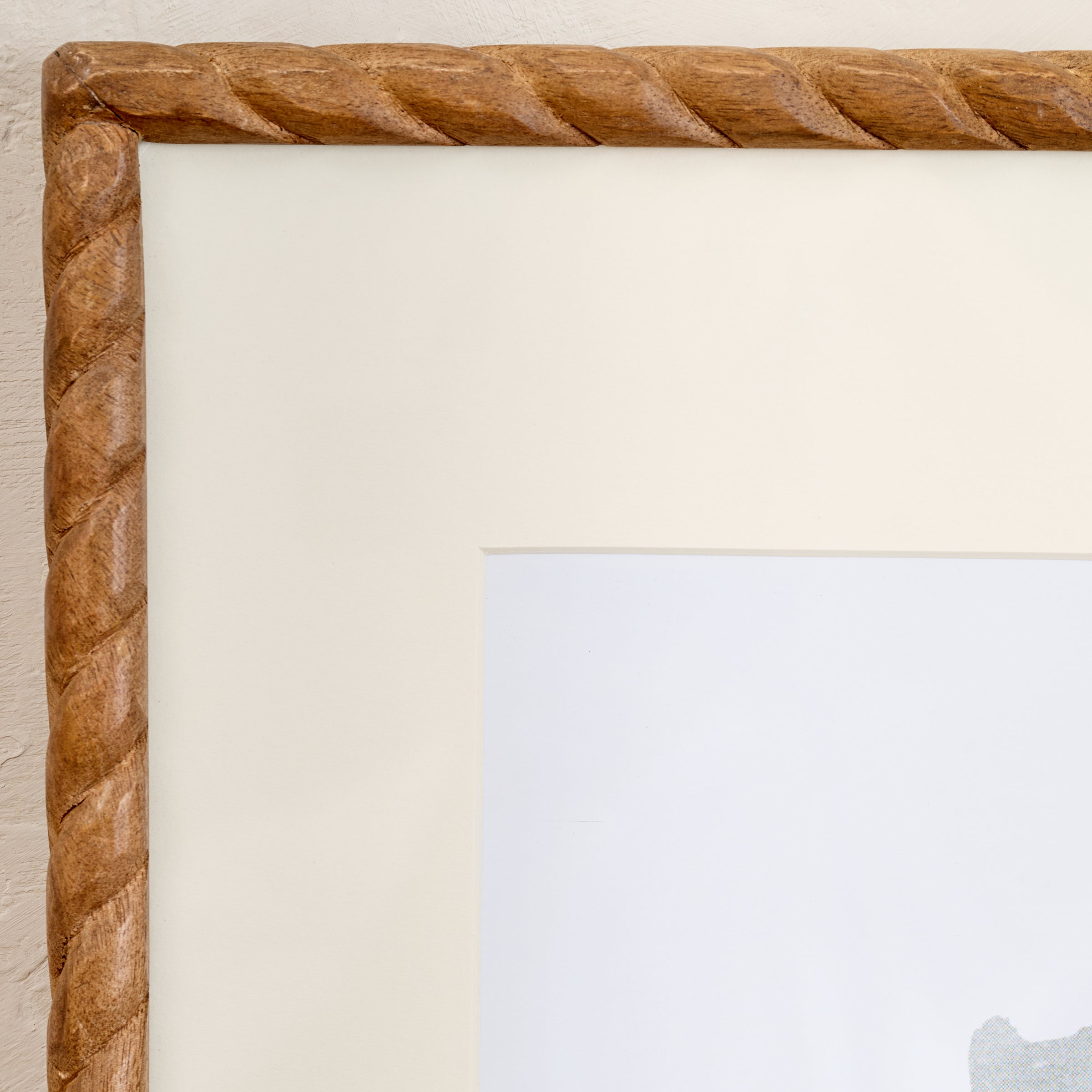 Turned Wood Wall Frame close up view of twisted wood border
