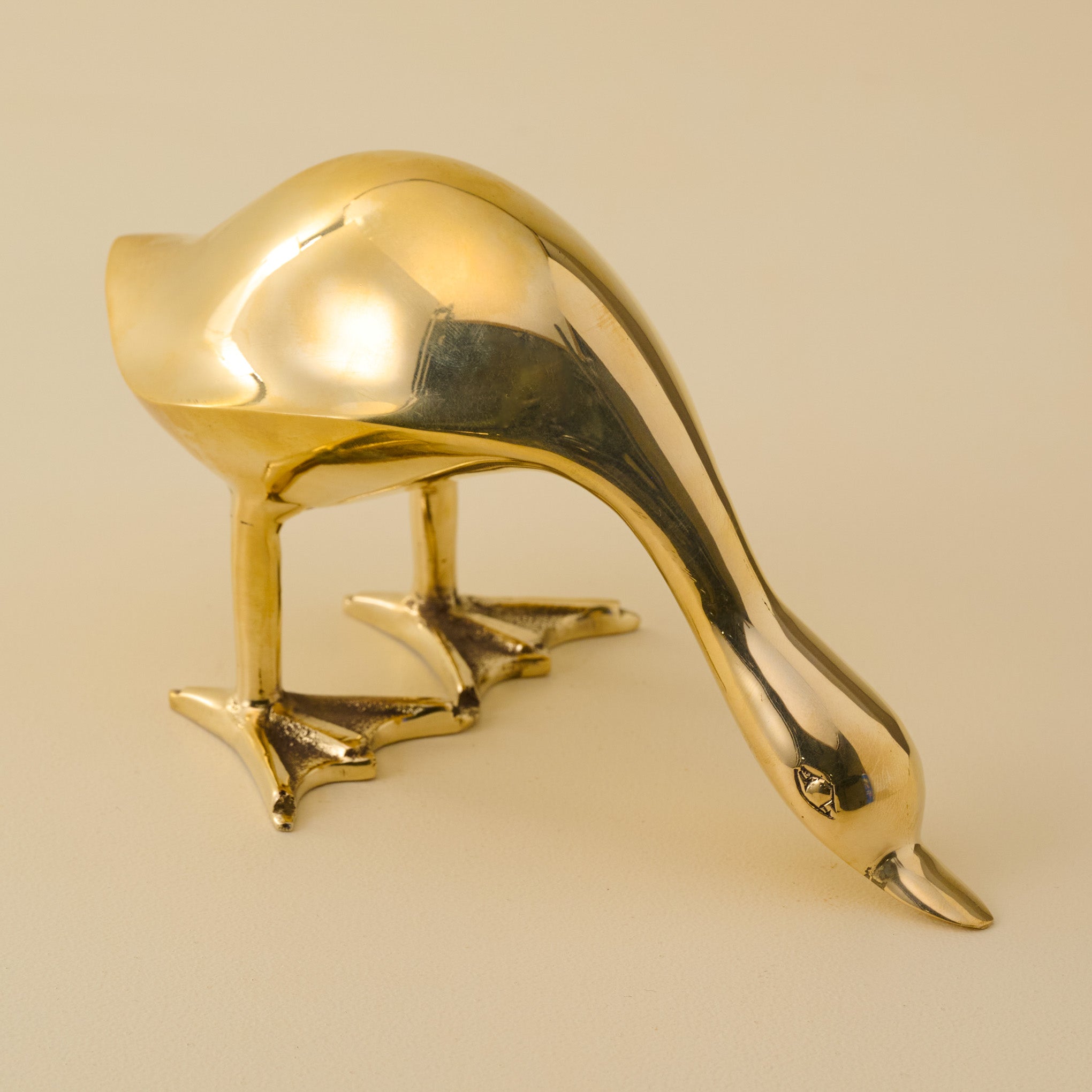 Antique Inspired Solid Brass Duck Grazing