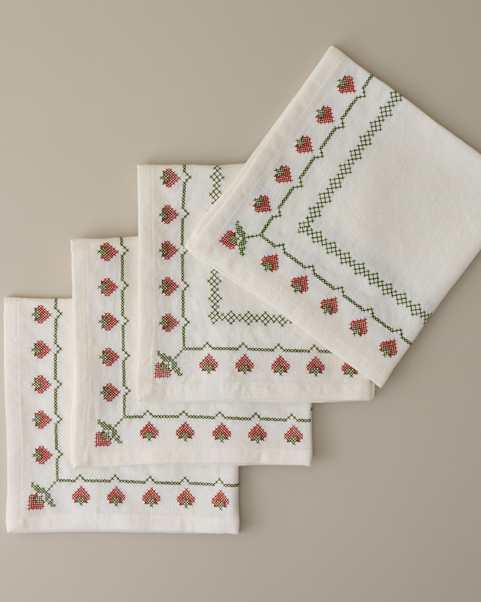 Cross Stitch Strawberry Napkin Set of 4