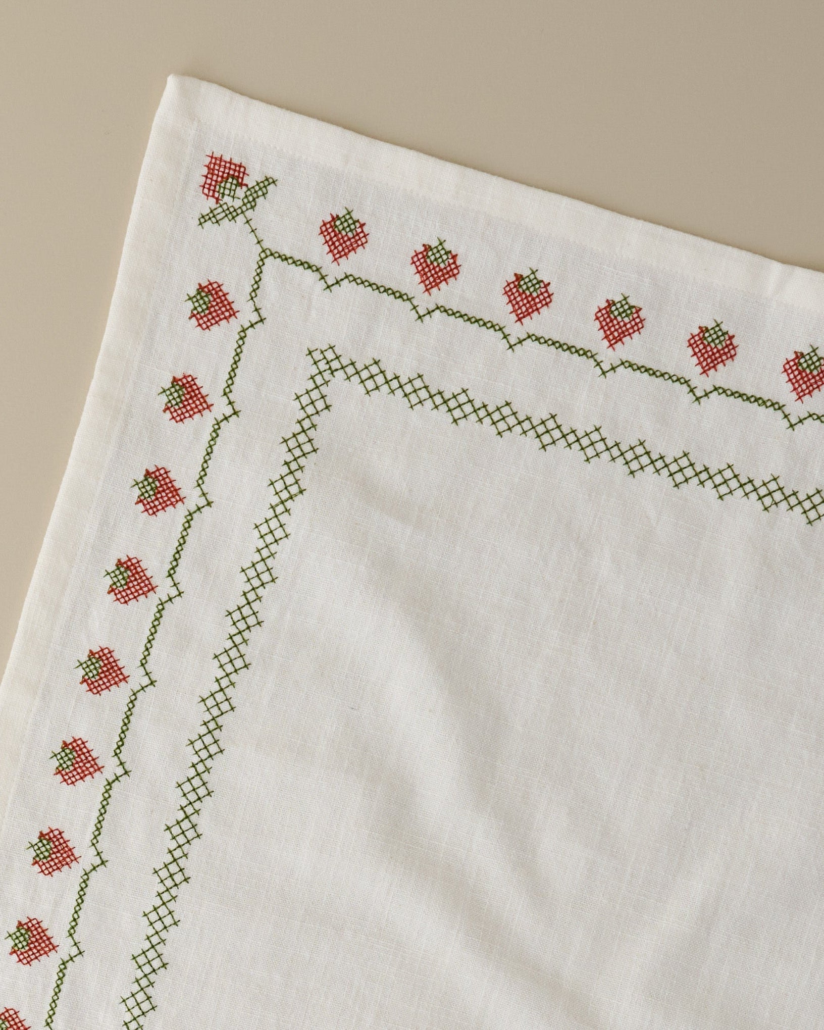Cross Stitch Strawberry Napkin Set of 4 close up