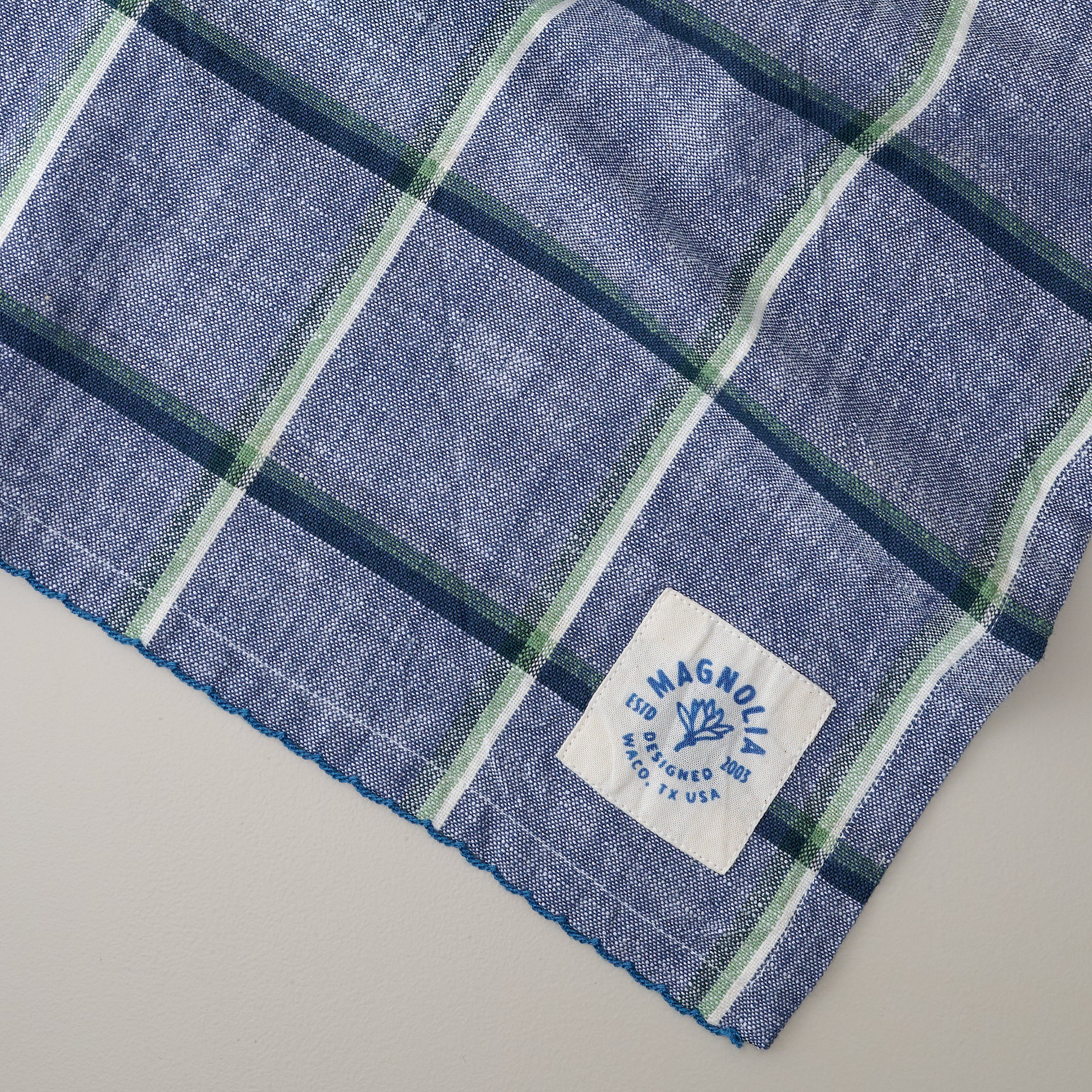 Chambray Window Pane Tea Towel close up view