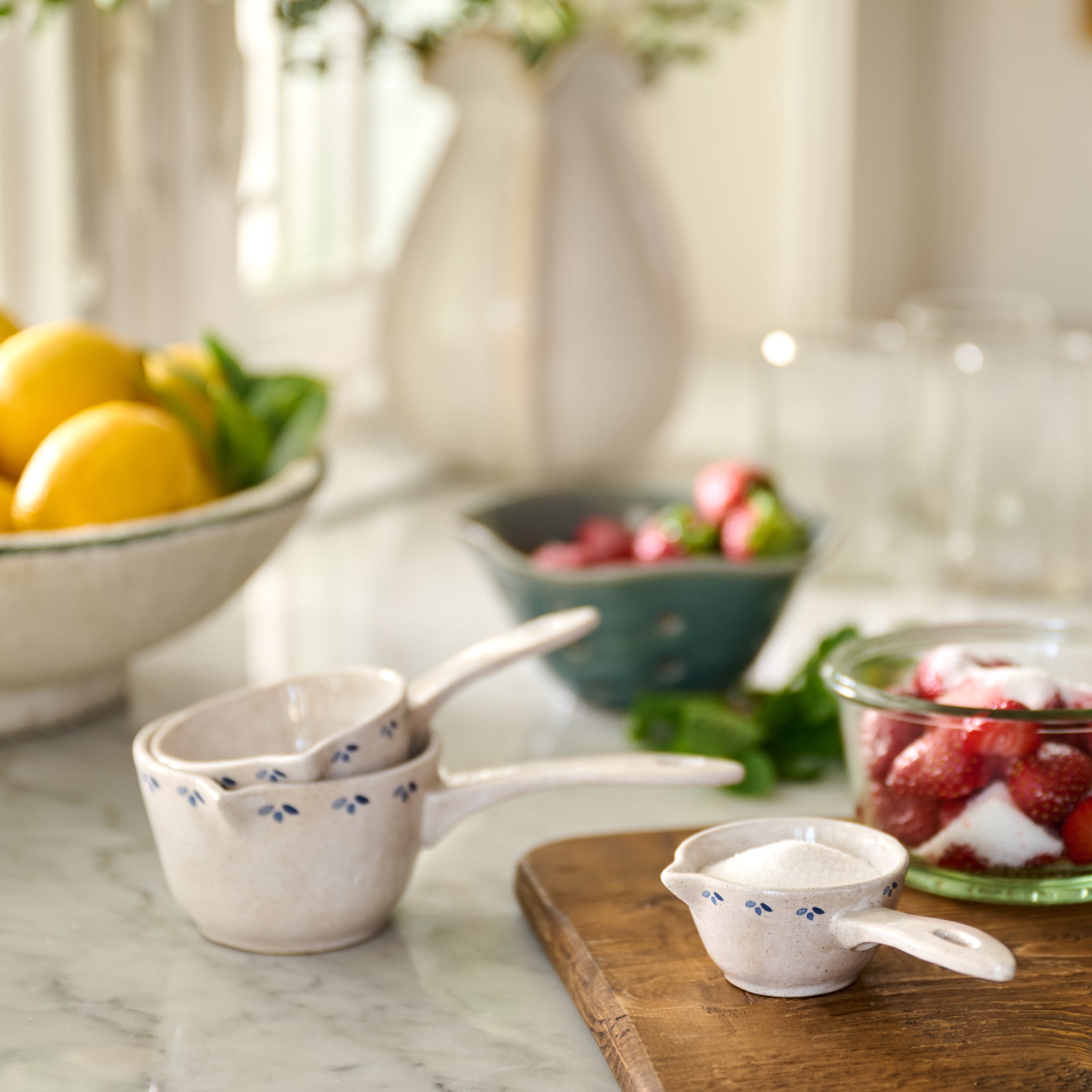 Juliet Ceramic Measuring Cups in kitchen