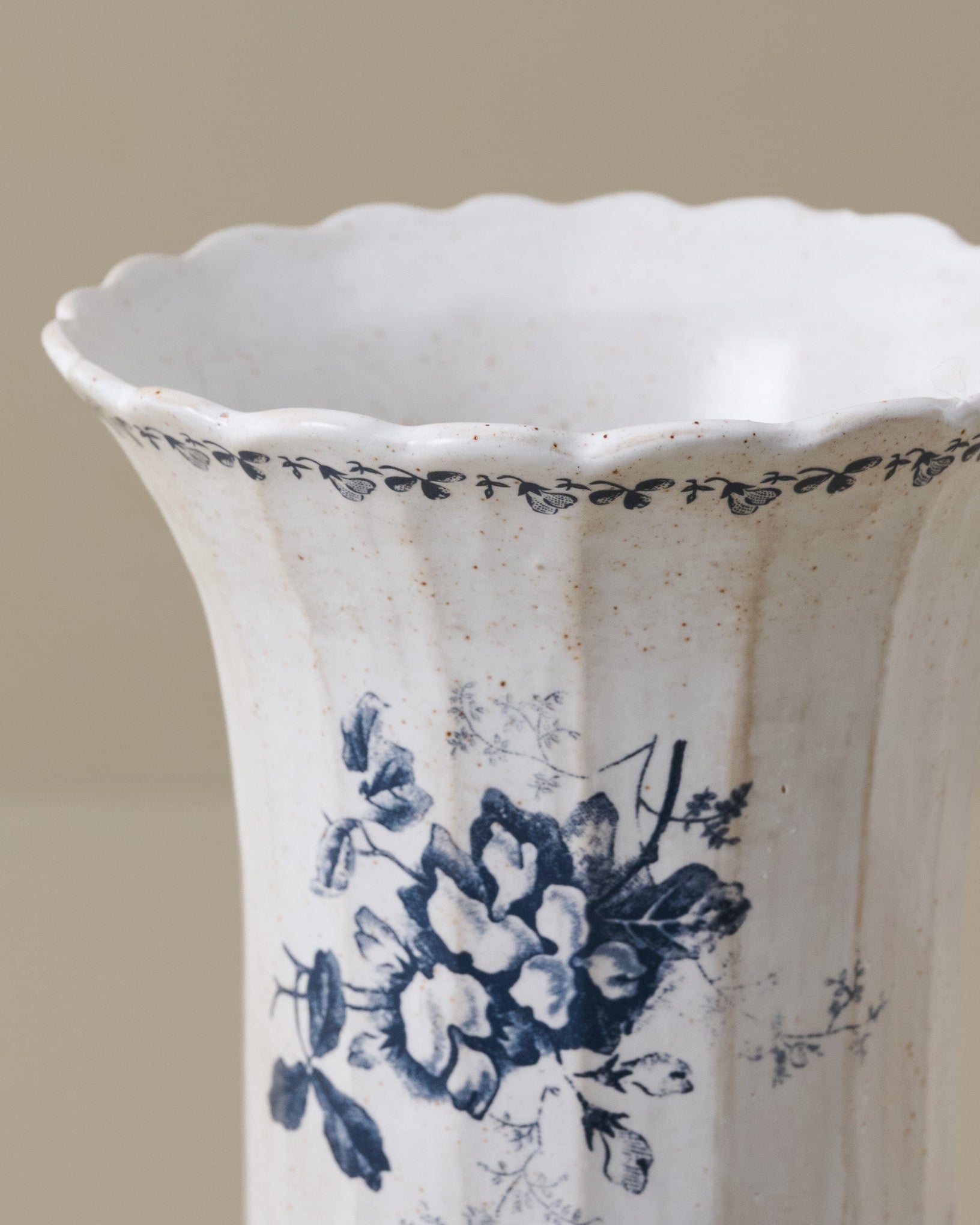 Heirloom Garden Navy Floral Footed Vase close up