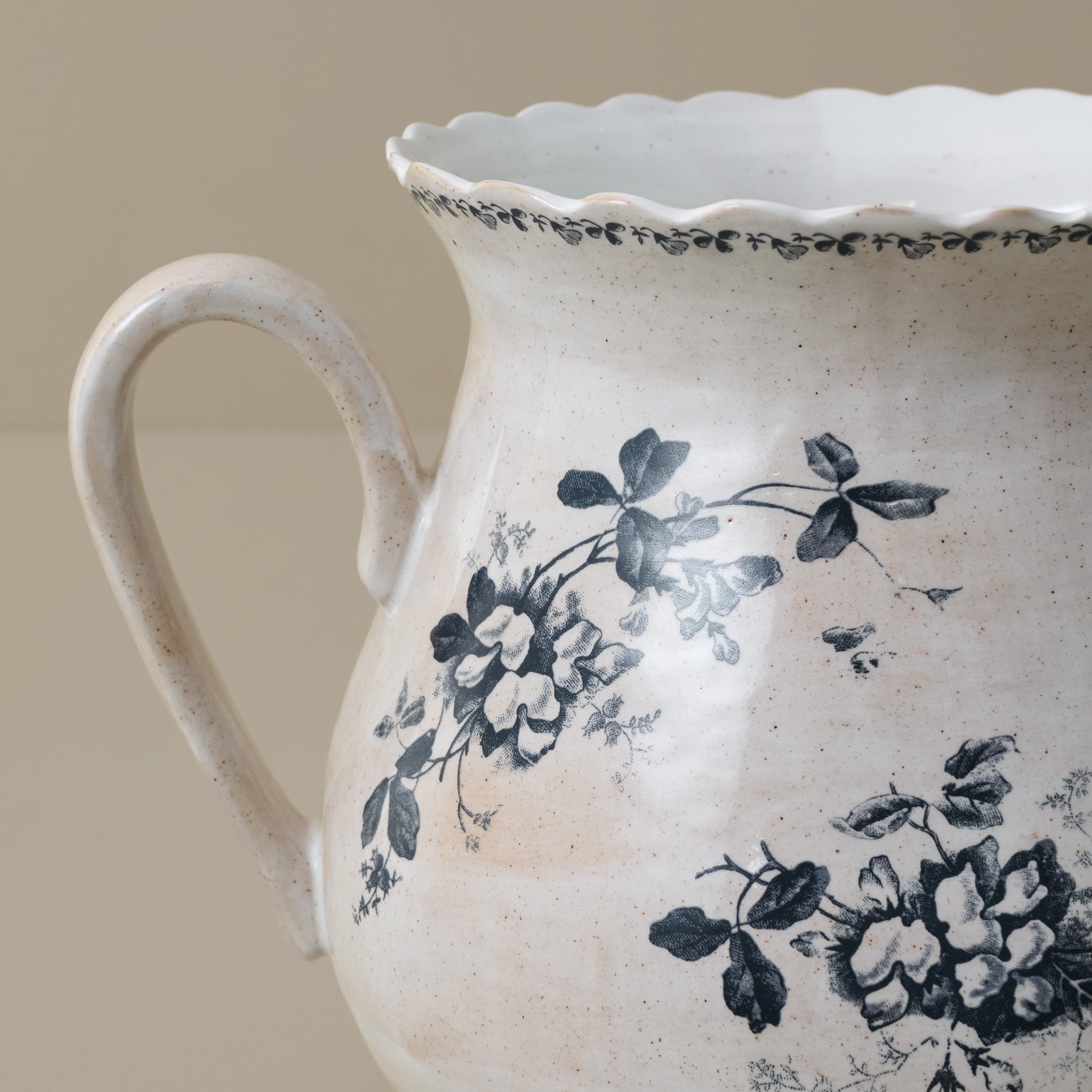 Heirloom Garden Navy Floral Vase with Handles
