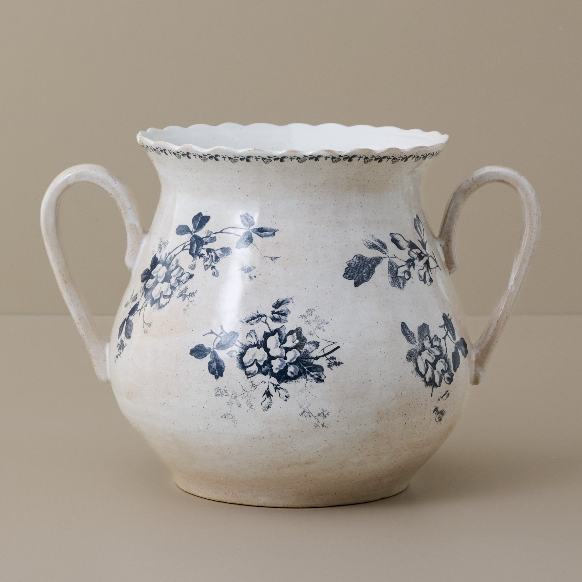 Heirloom Garden Navy Floral Vase with Handles