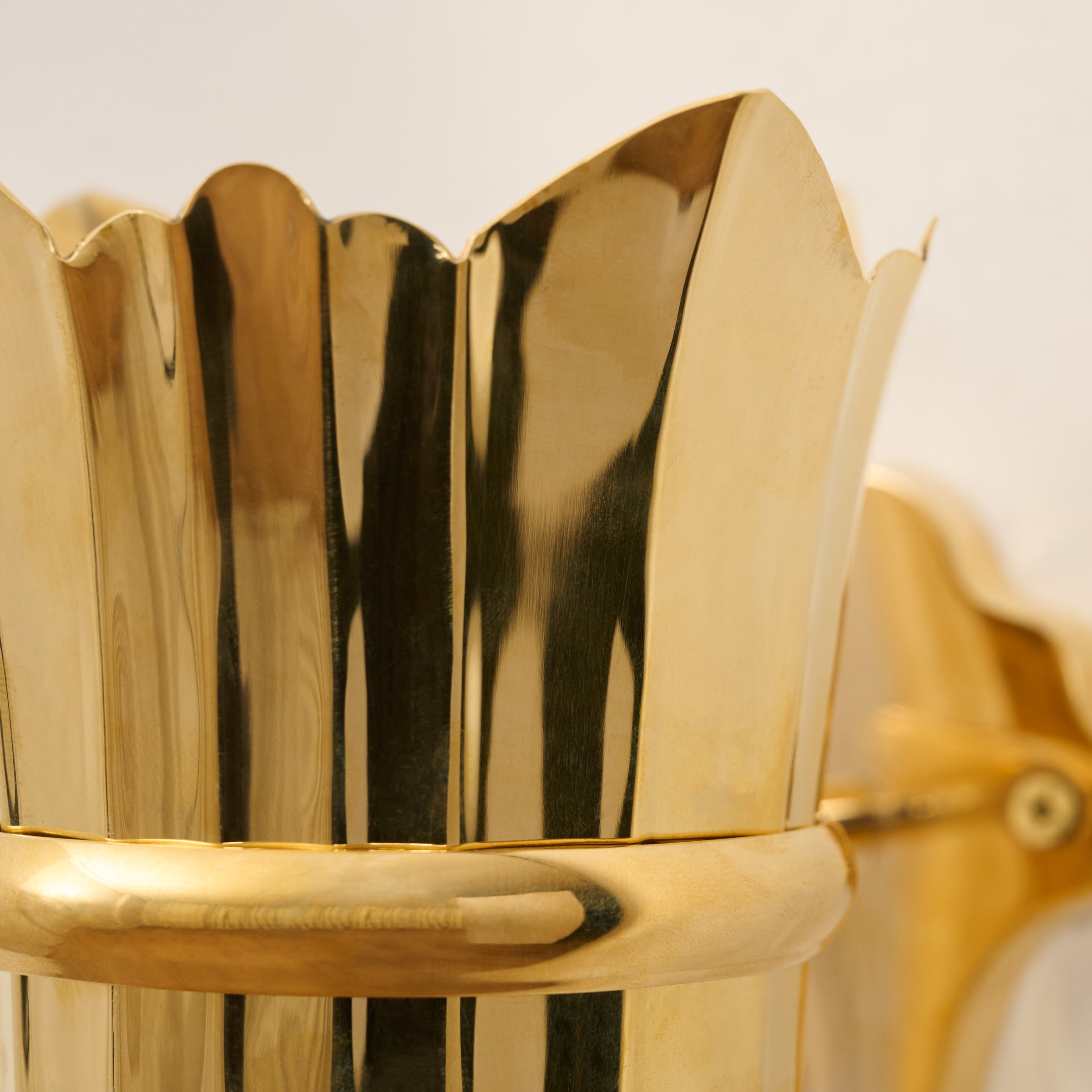 Theresa Wall Mounted Solid Brass Vase close up