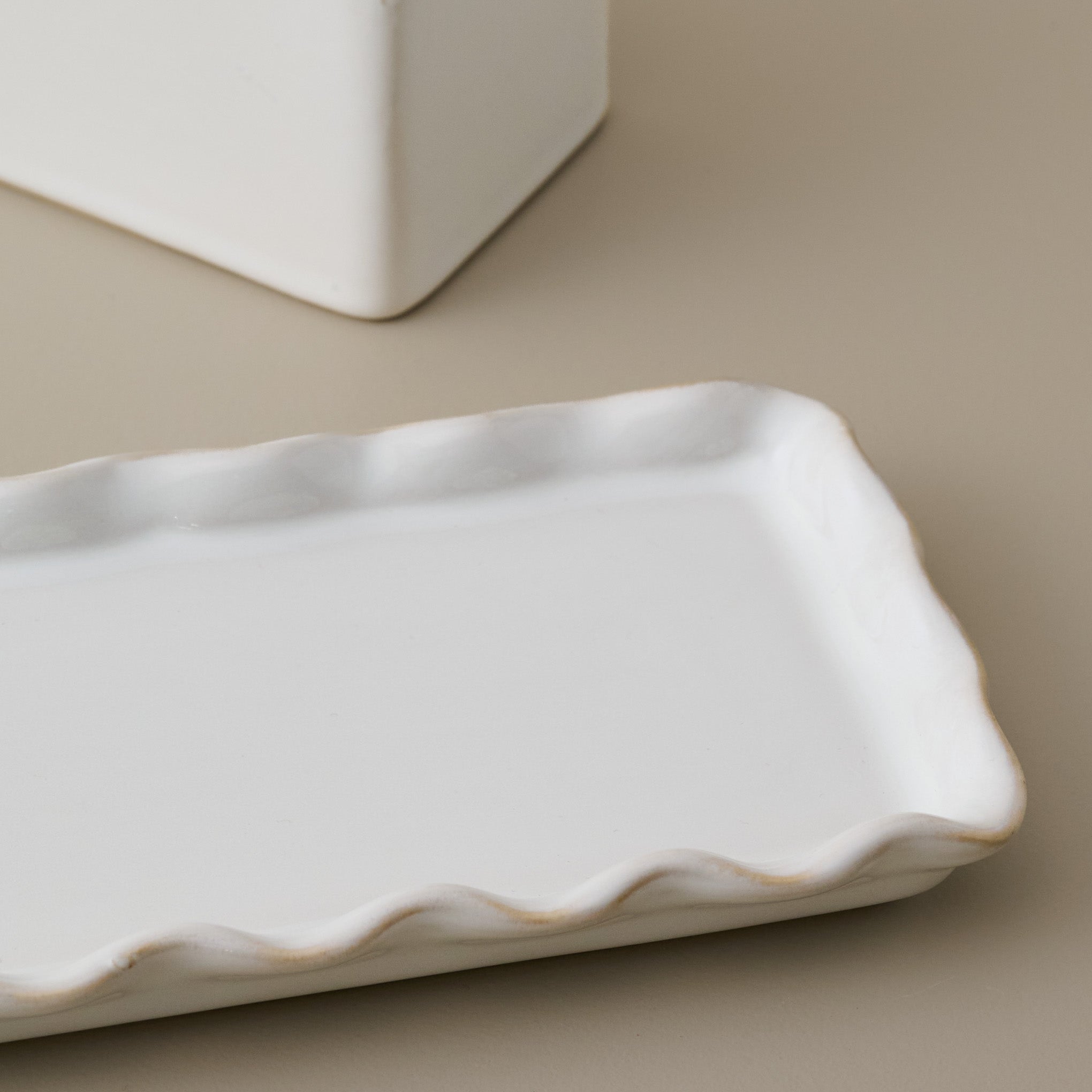 Antique White Margaret Butter Dish close up 