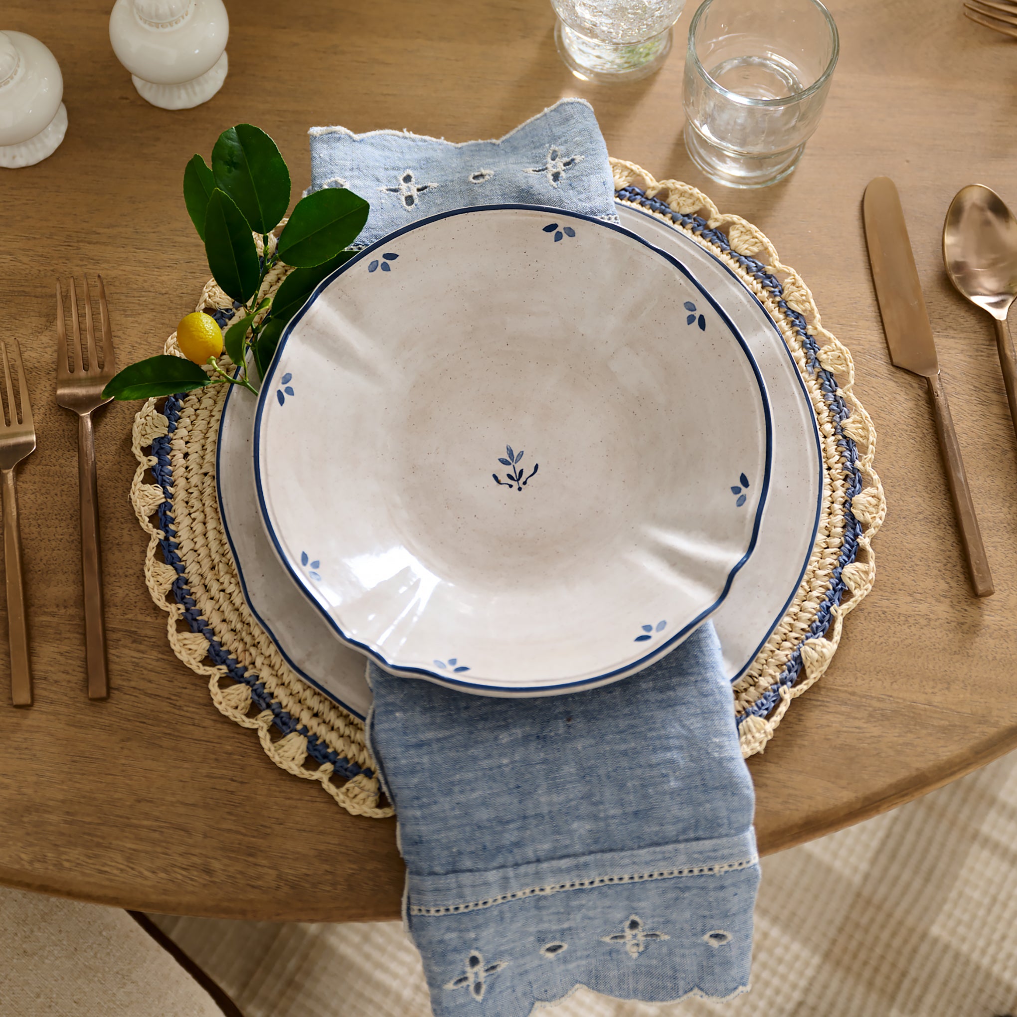 Juliet Pasta Bowl on summer tablescape