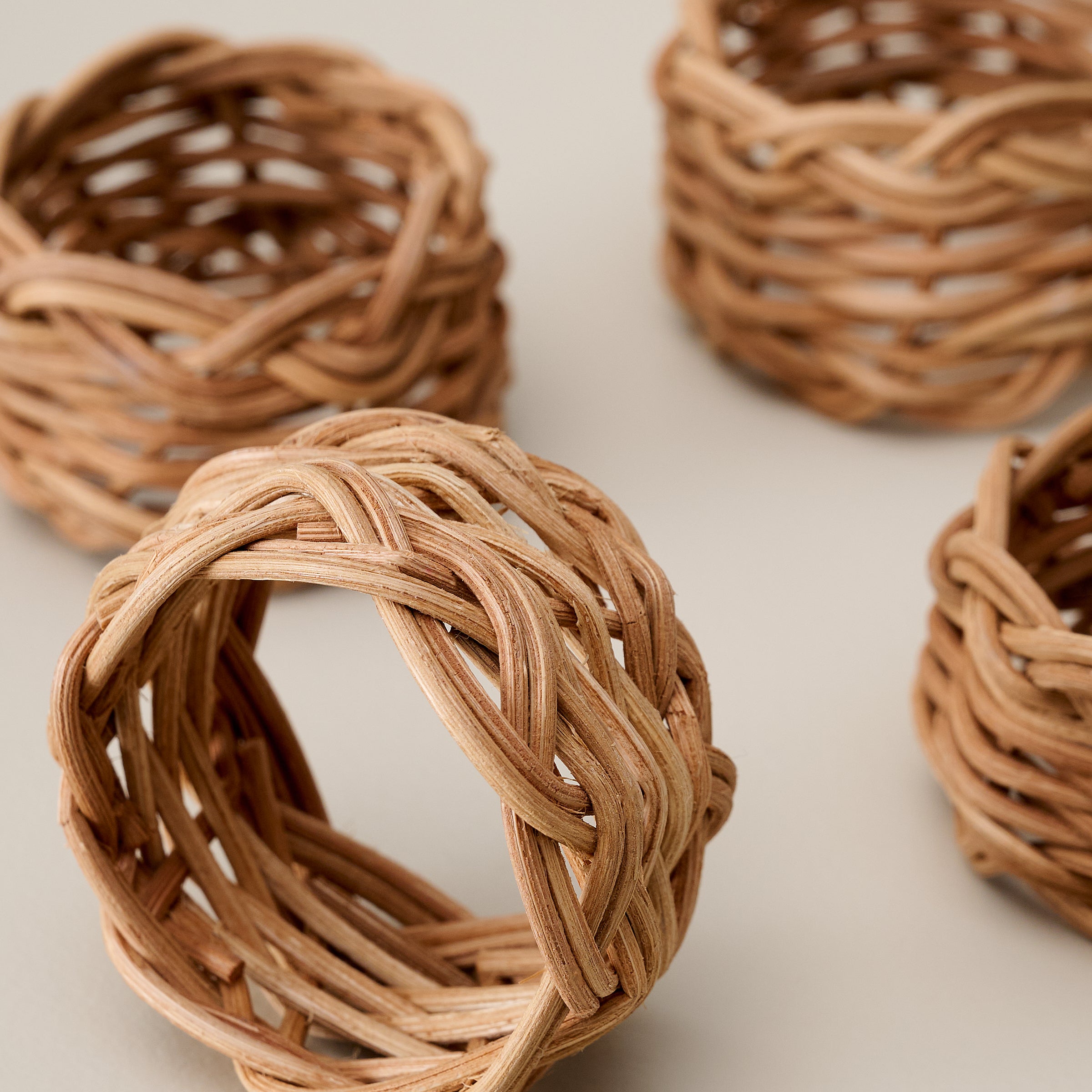 Rattan Napkin Rings, Set of 4 close up