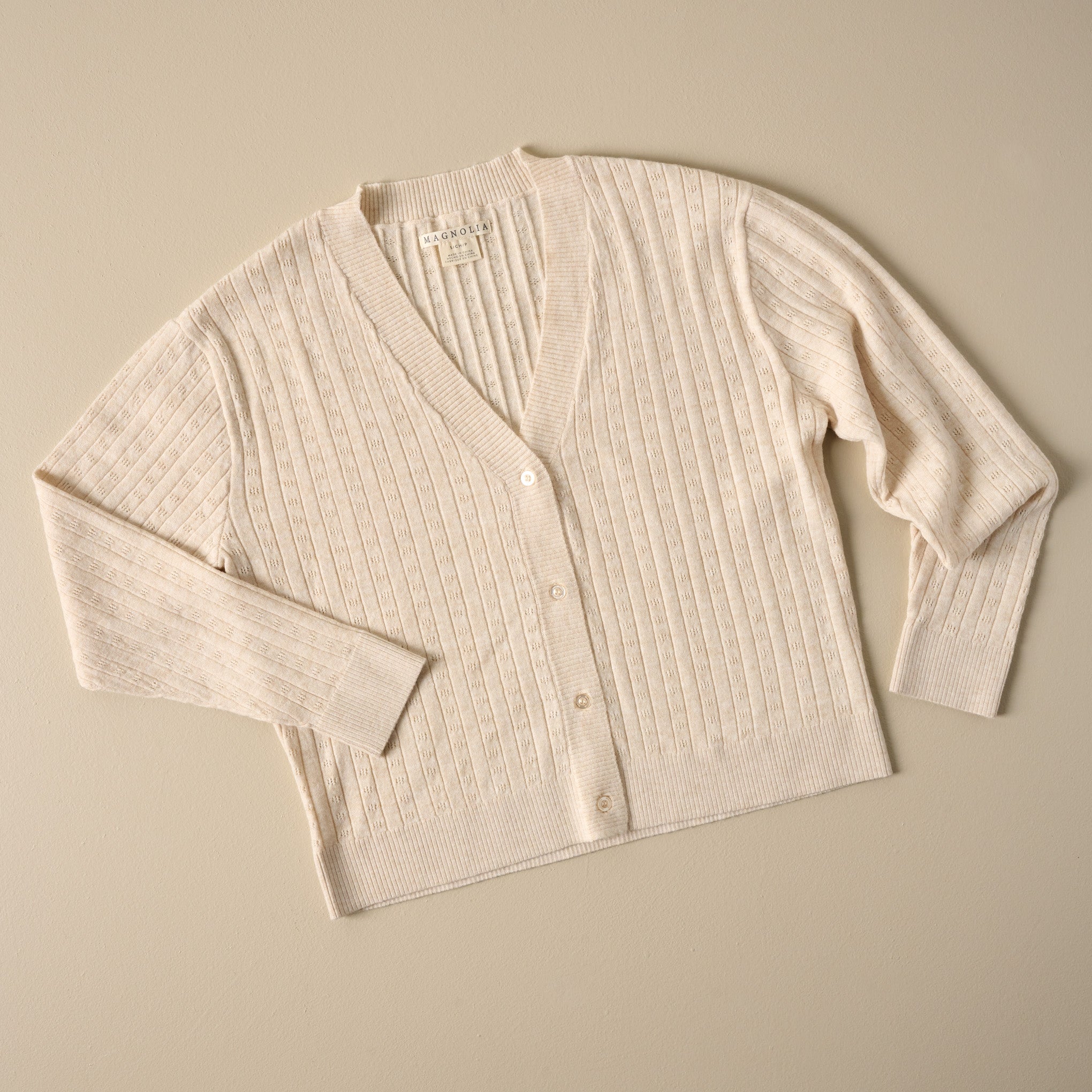 Pointelle Oatmeal Cardigan