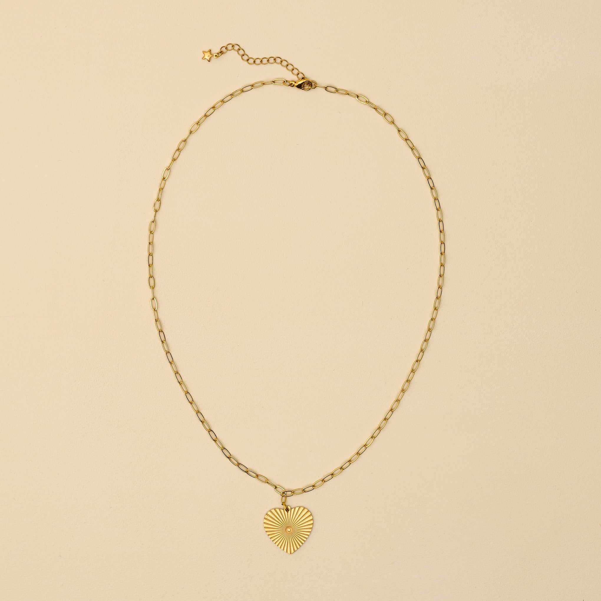 Radiant Heart Brass Chain Necklace