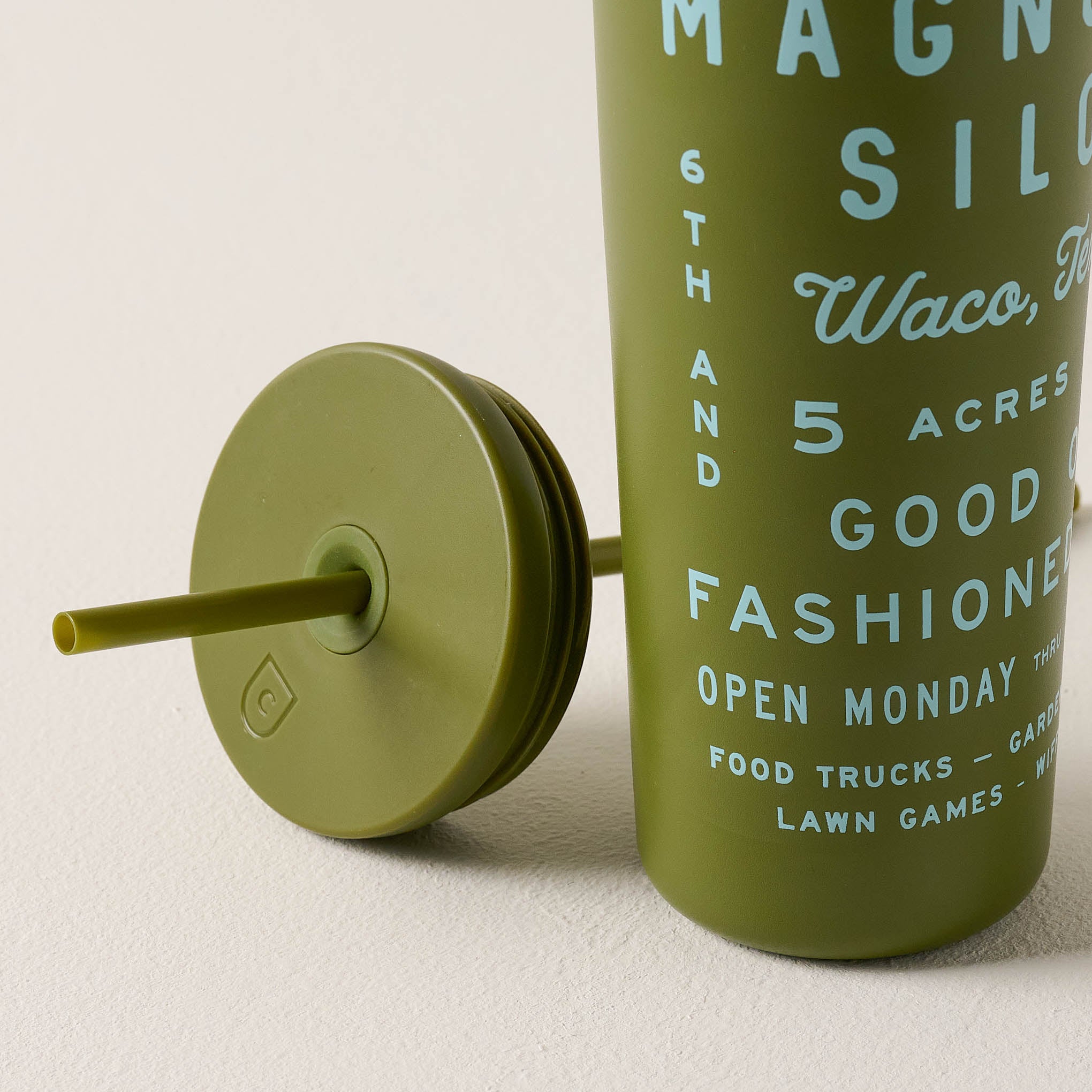 Magnoliass Roadtrip 24oz Olive Cold Tumbler with Straw