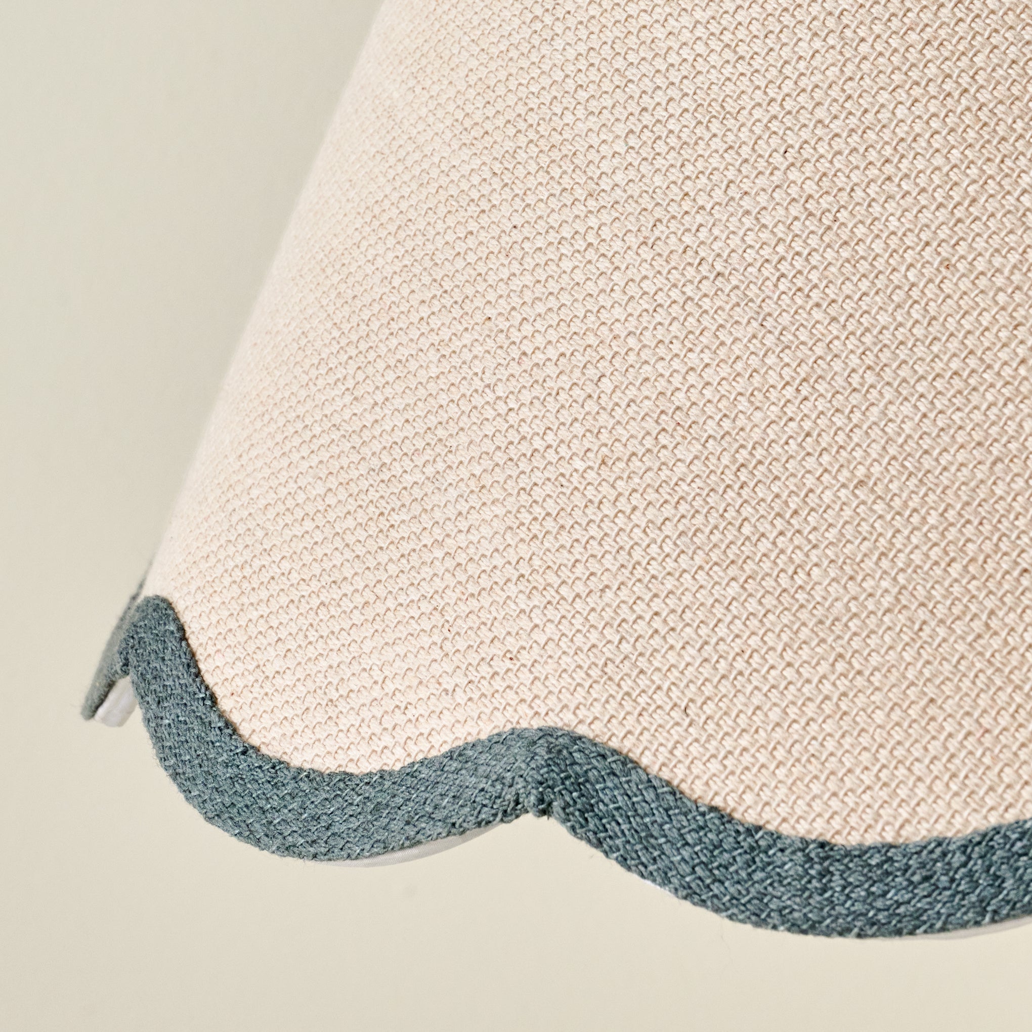 Charcoal Wavy Trim Linen Shade up close