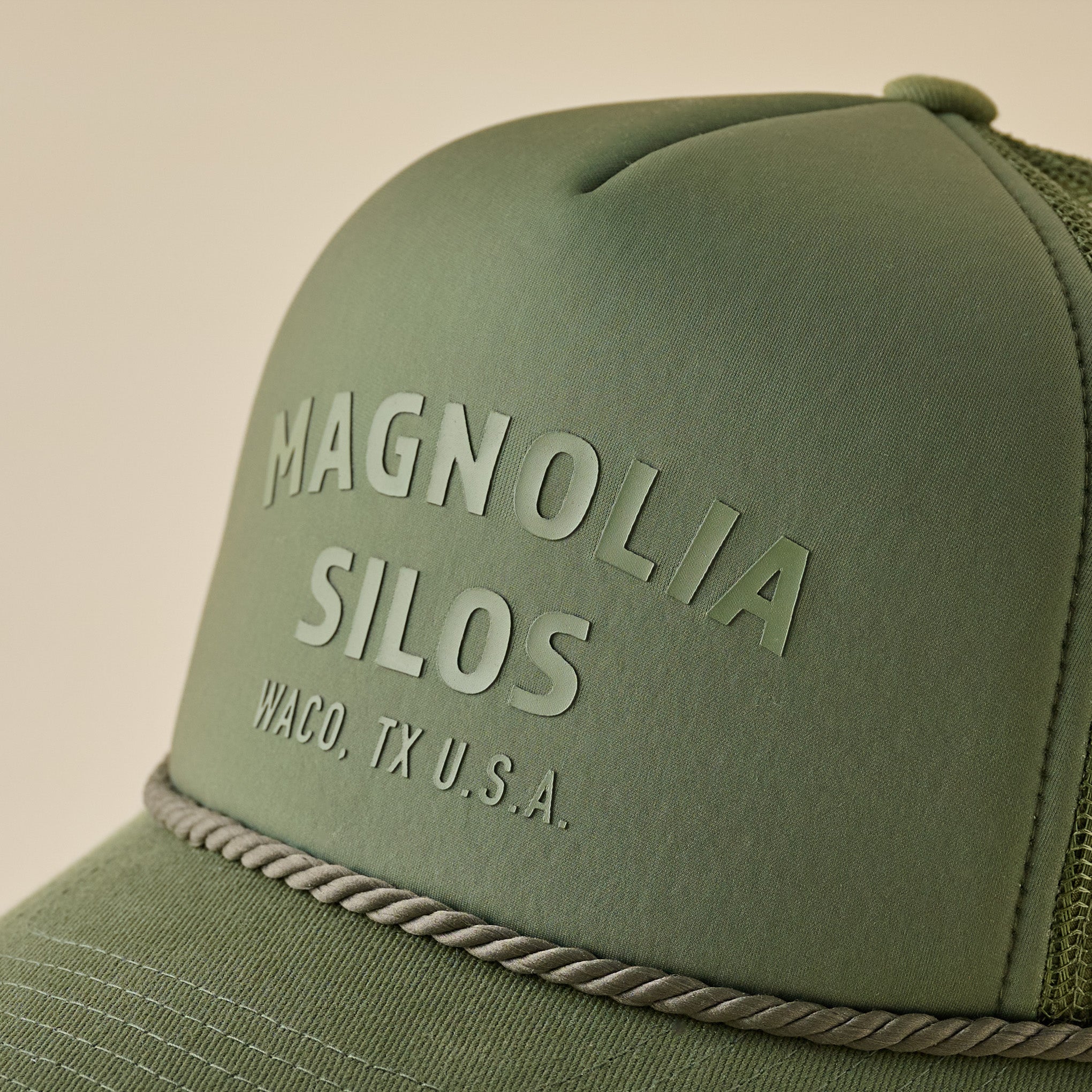 Magnoliass Silos Foam Trucker Hat up close