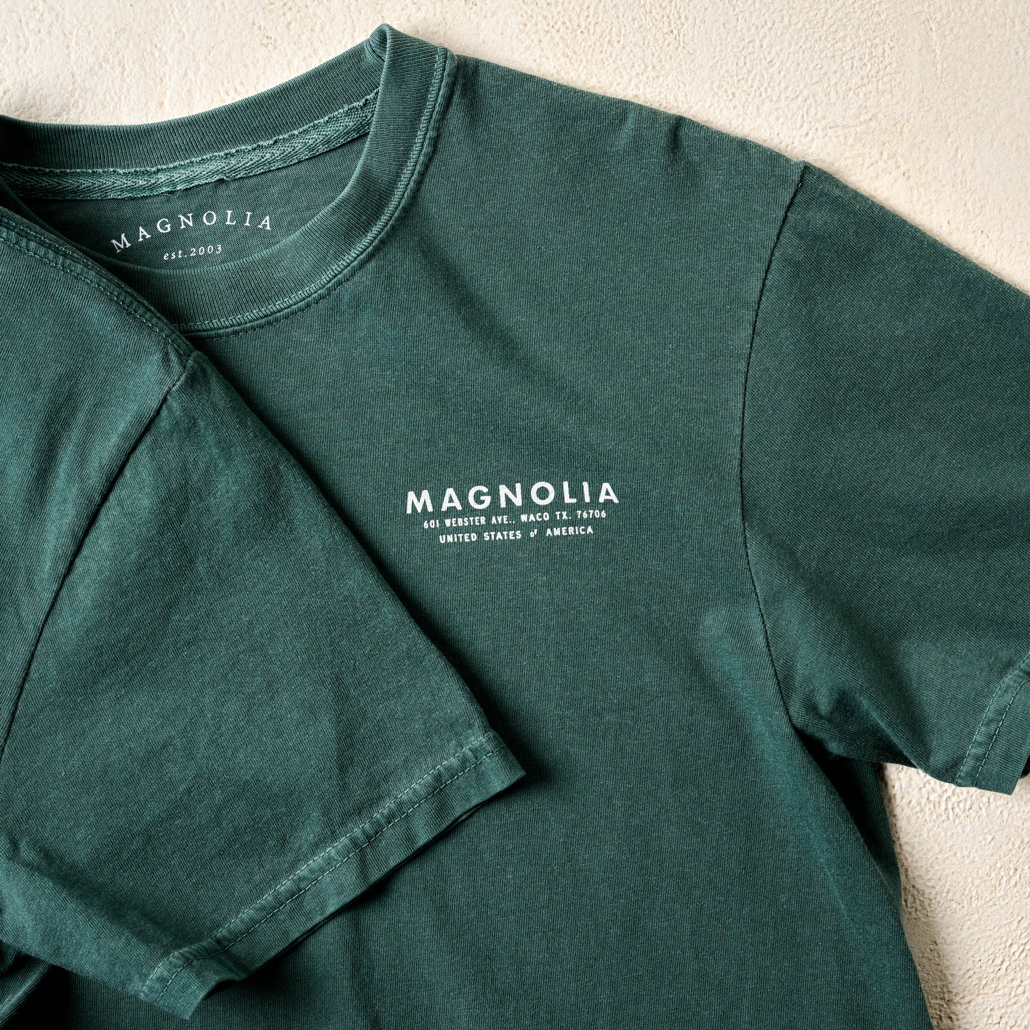 Magnoliass Silos Icons Blue Spruce Shirt close up of design on front chest