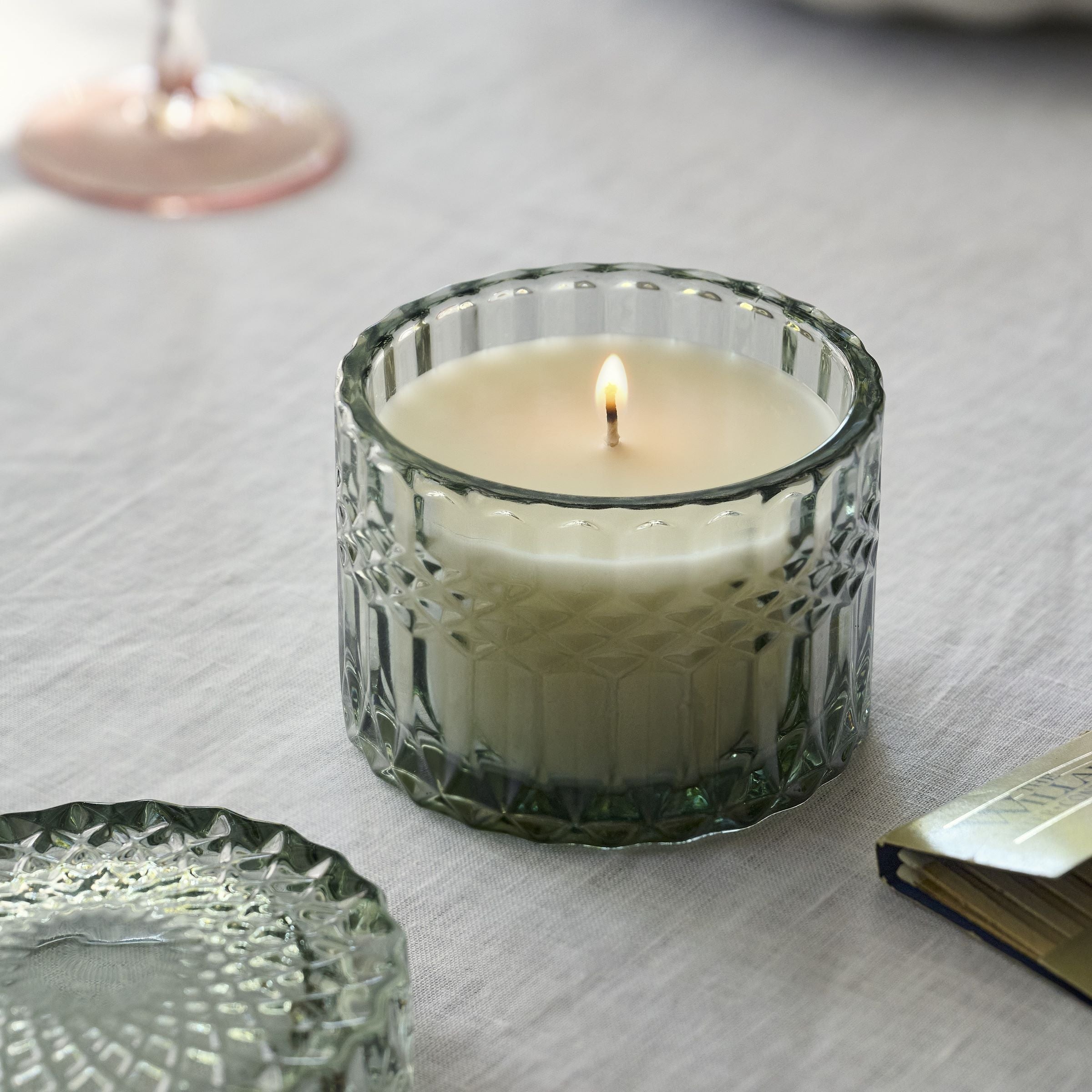 Magnoliass Shoreline Glass Candle lit