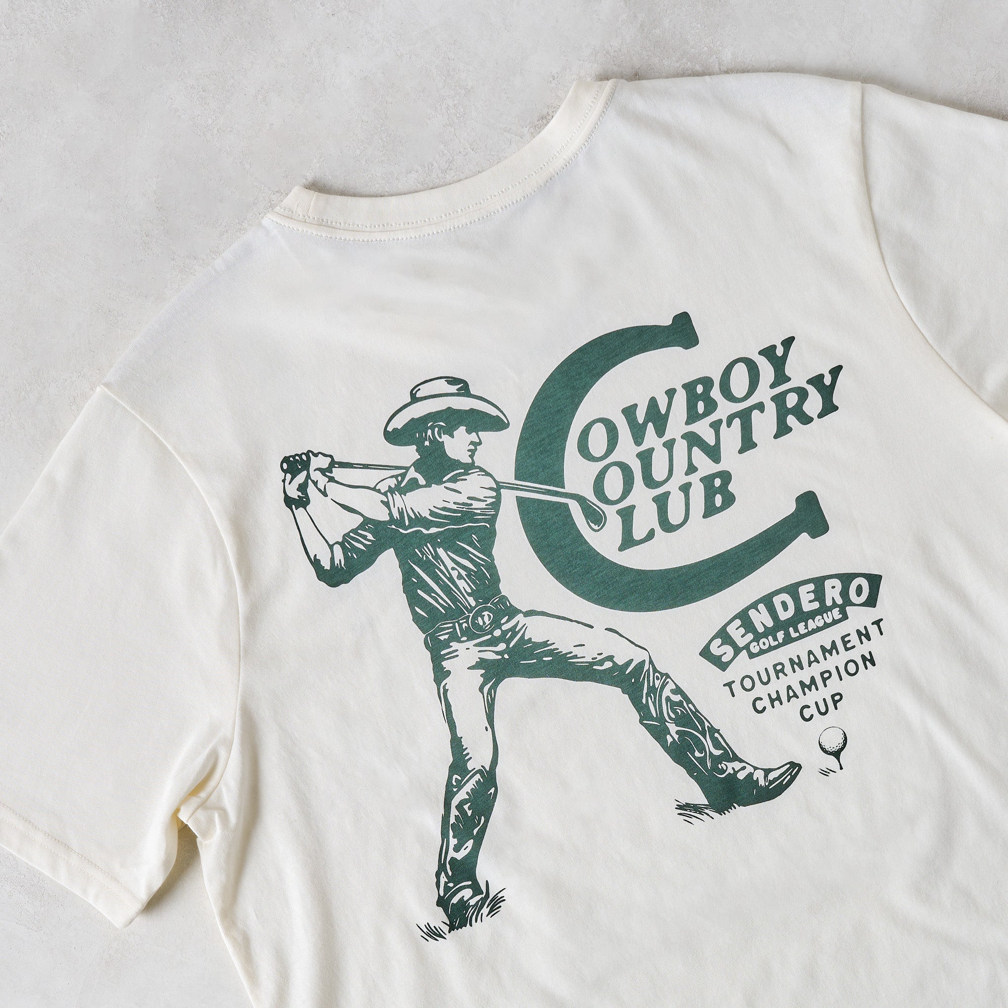 Sendero Cowboy Country Club T-Shirt back up close