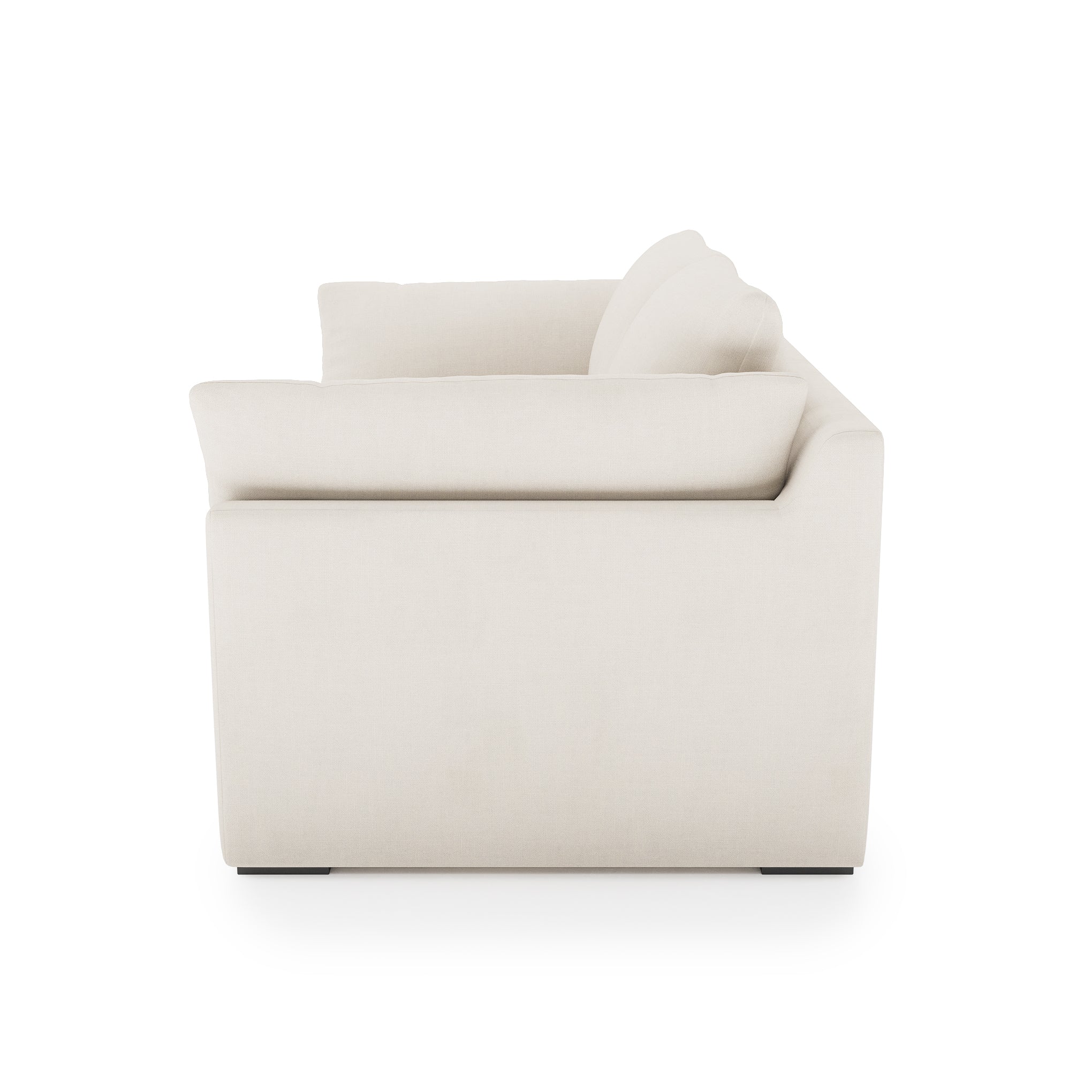 Serene Sofa ivory linen side view
