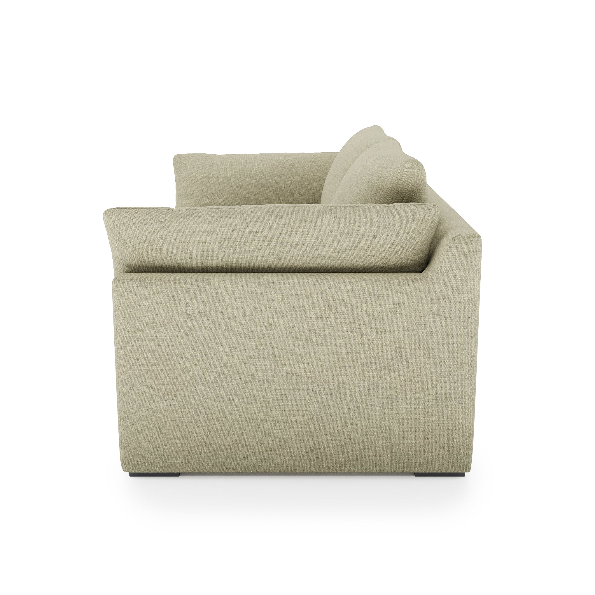 Serene Sofa khaki linen side view