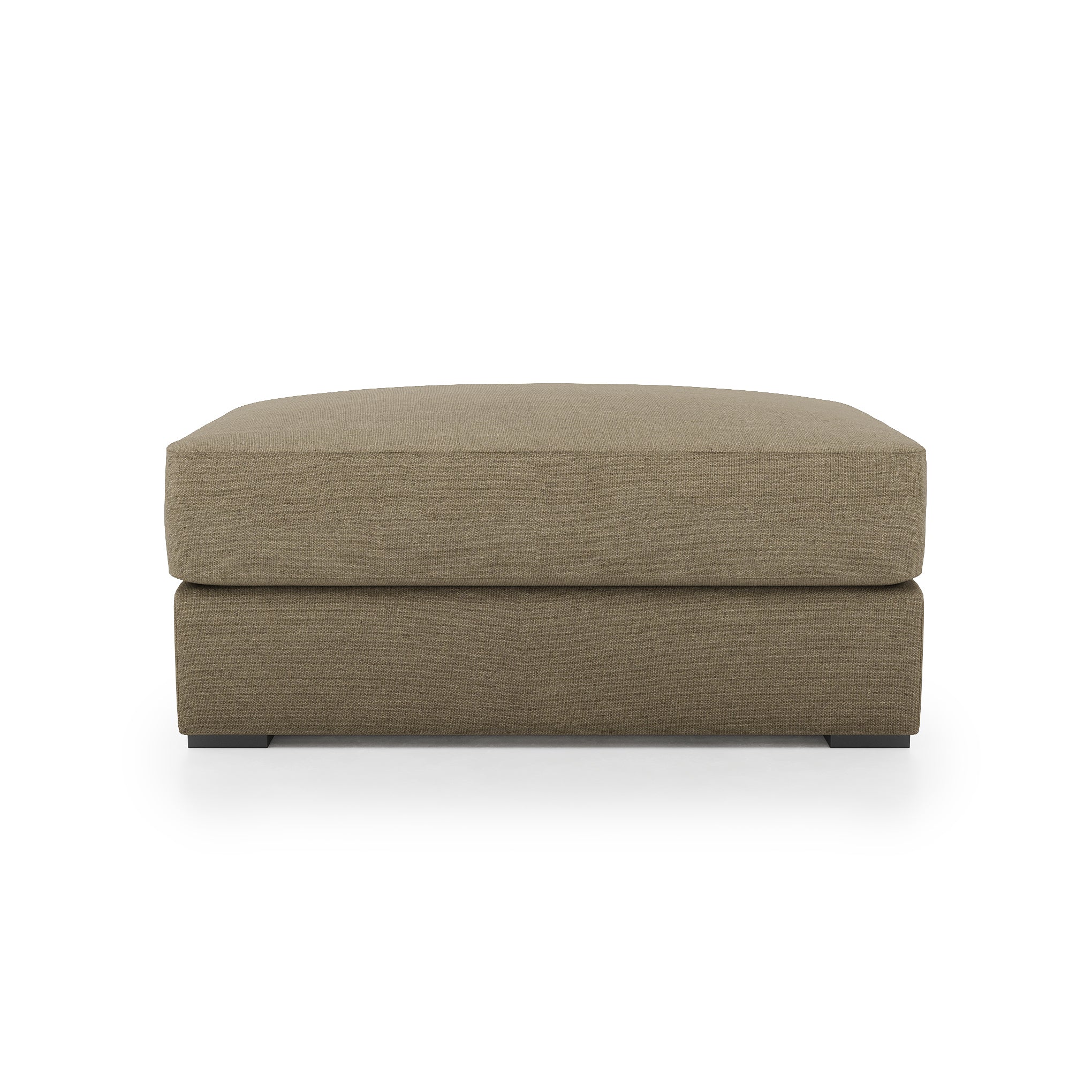 Serene Ottoman - mocha linen front view
