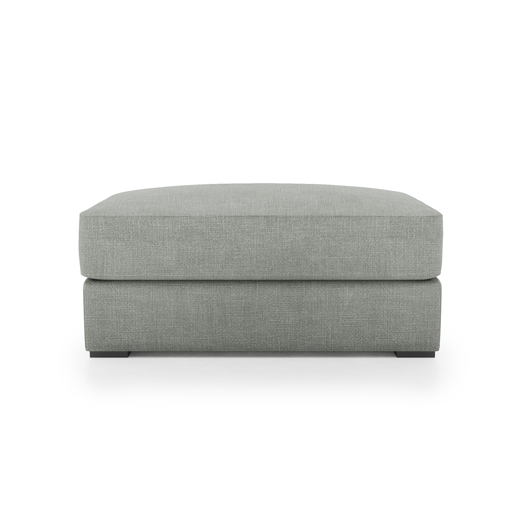 Serene Ottoman - dove ivory linen front view