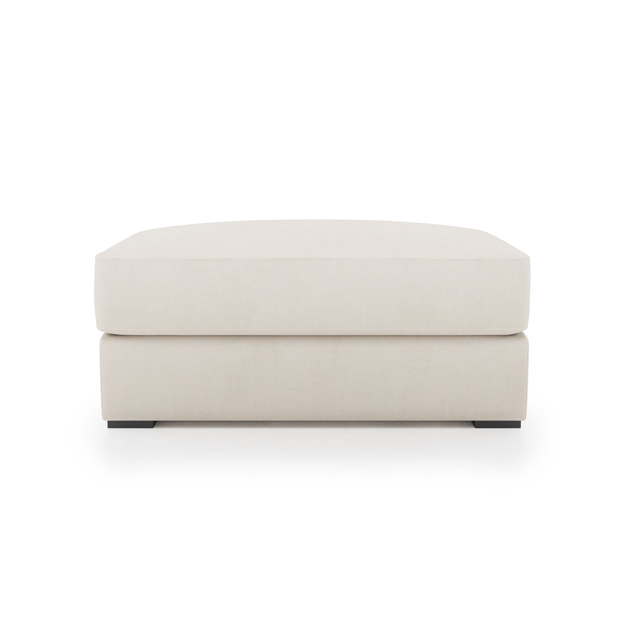 Serene Ottoman - ivory linen front view