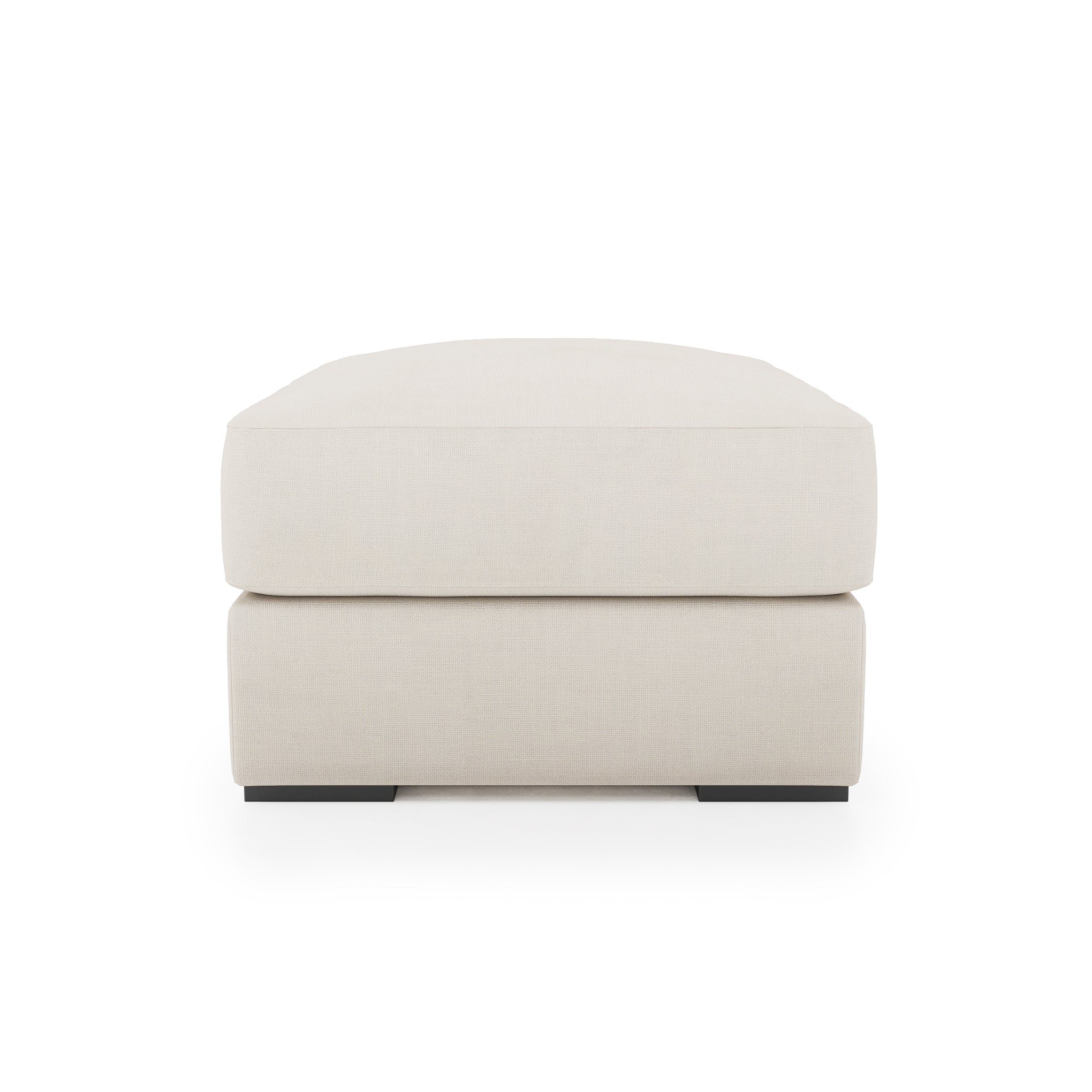 Serene Ottoman - ivory linen side view