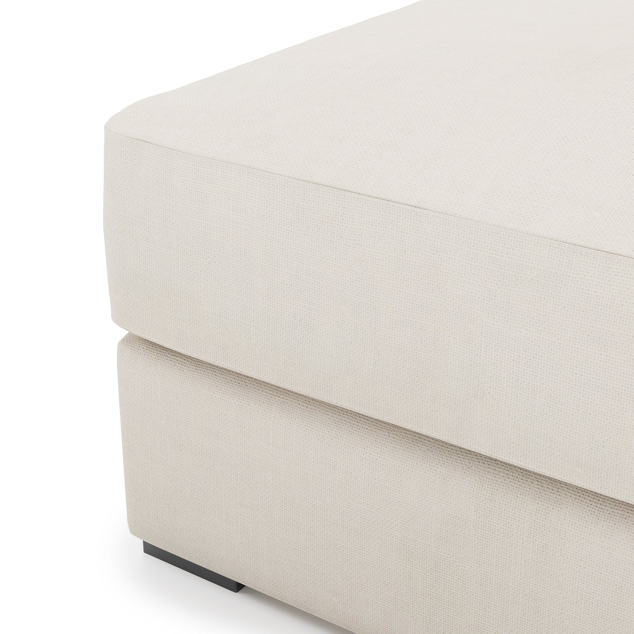Serene Ottoman - ivory linen close up