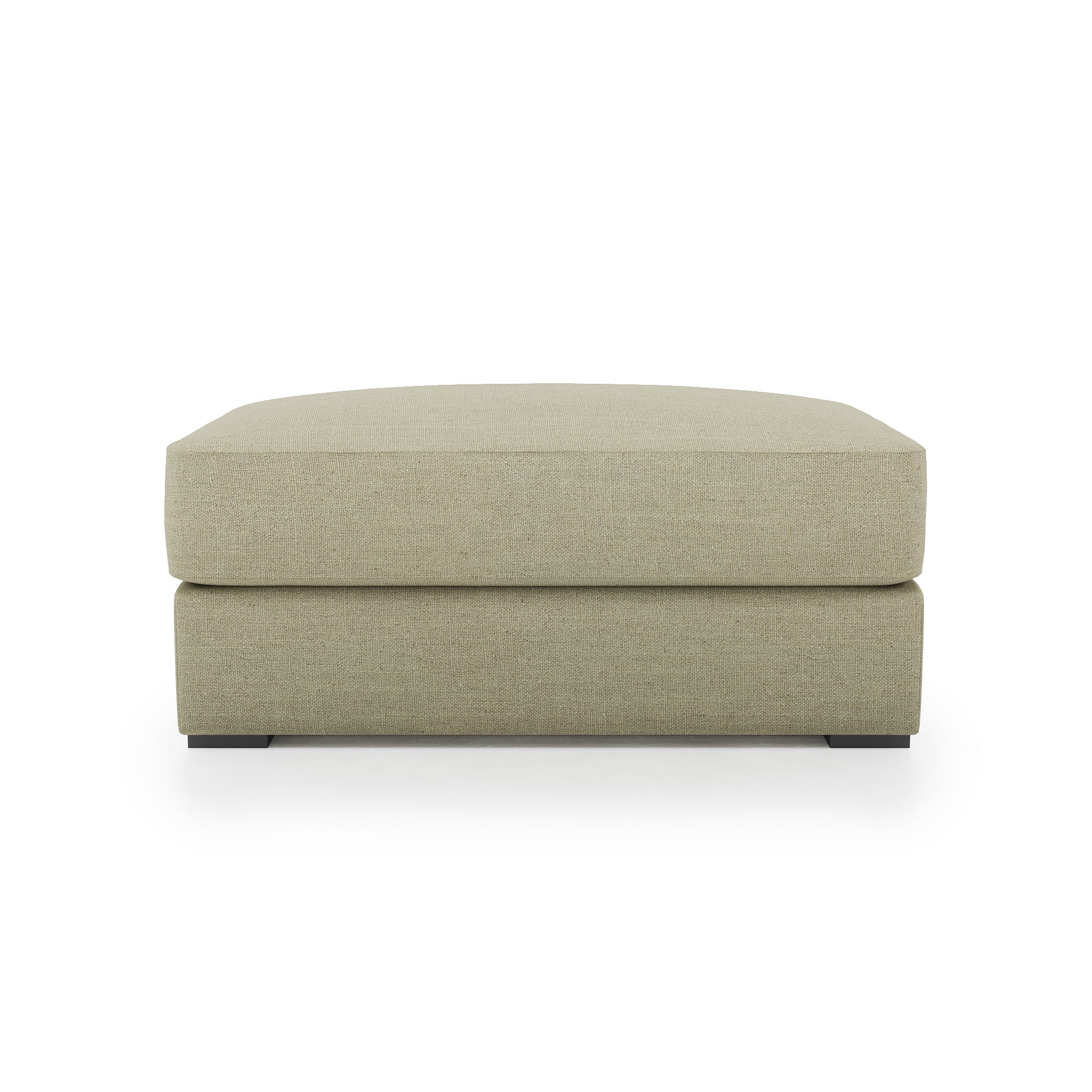 Serene Ottoman - khaki linen front view
