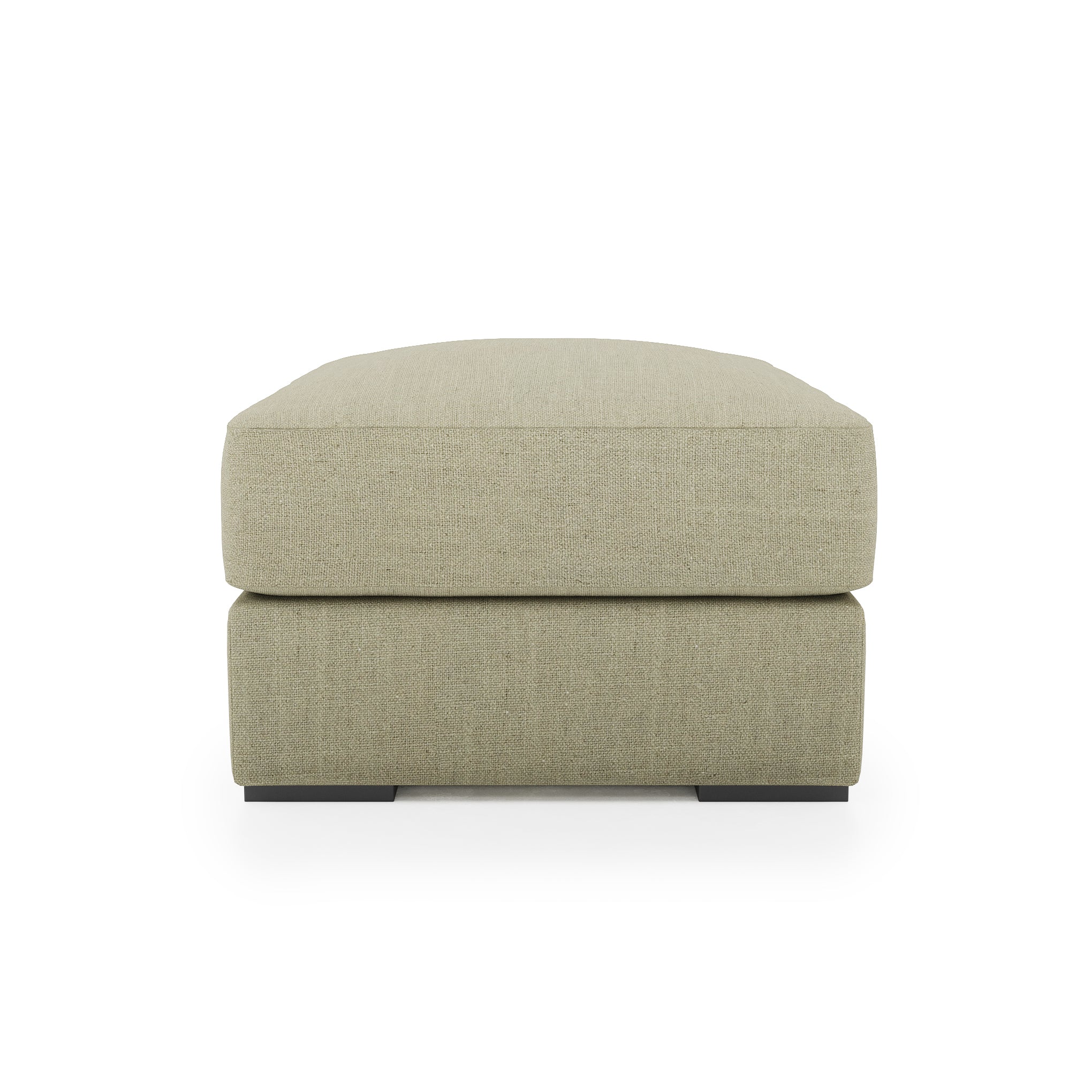 Serene Ottoman - khaki linen side view
