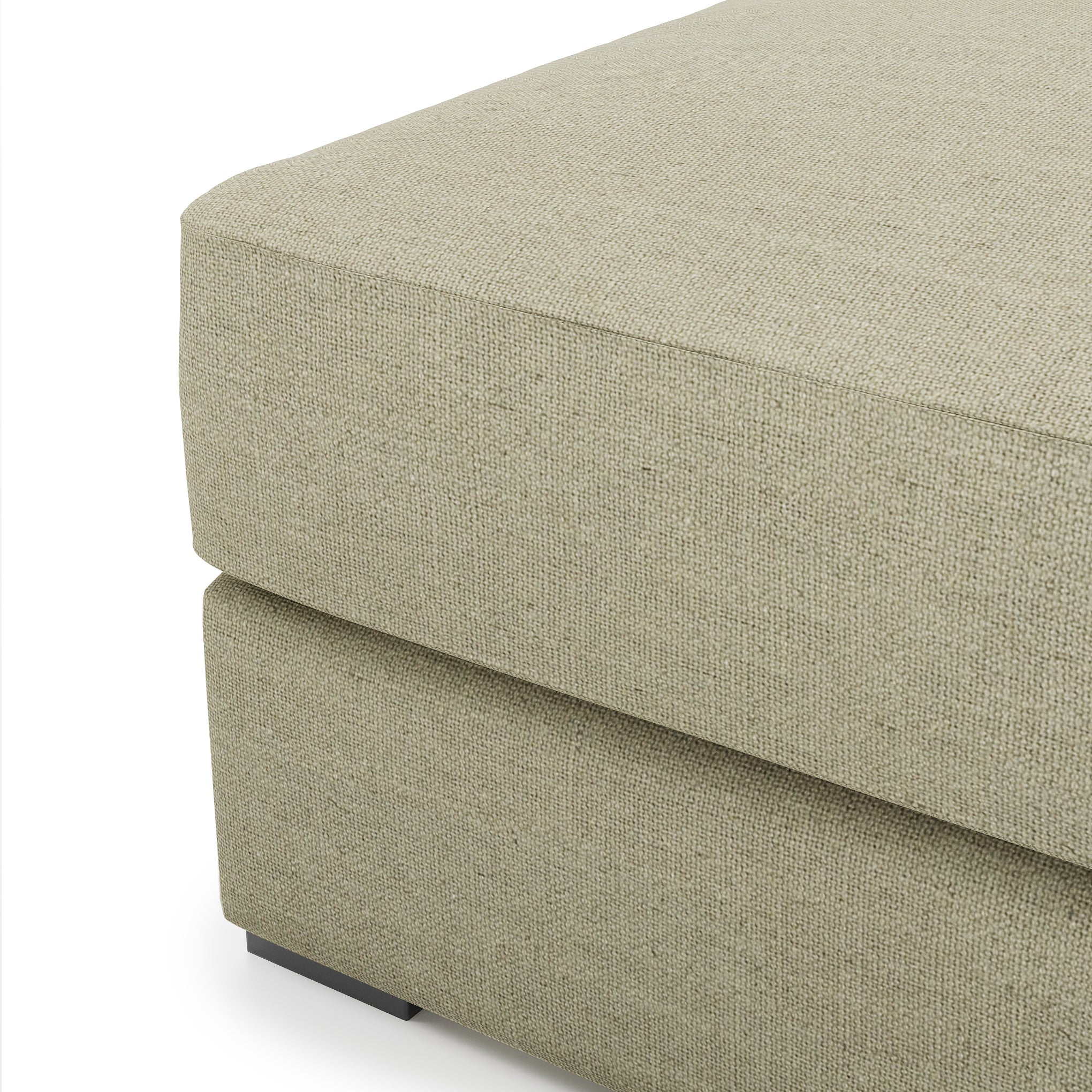 Serene Ottoman - khaki linen close up