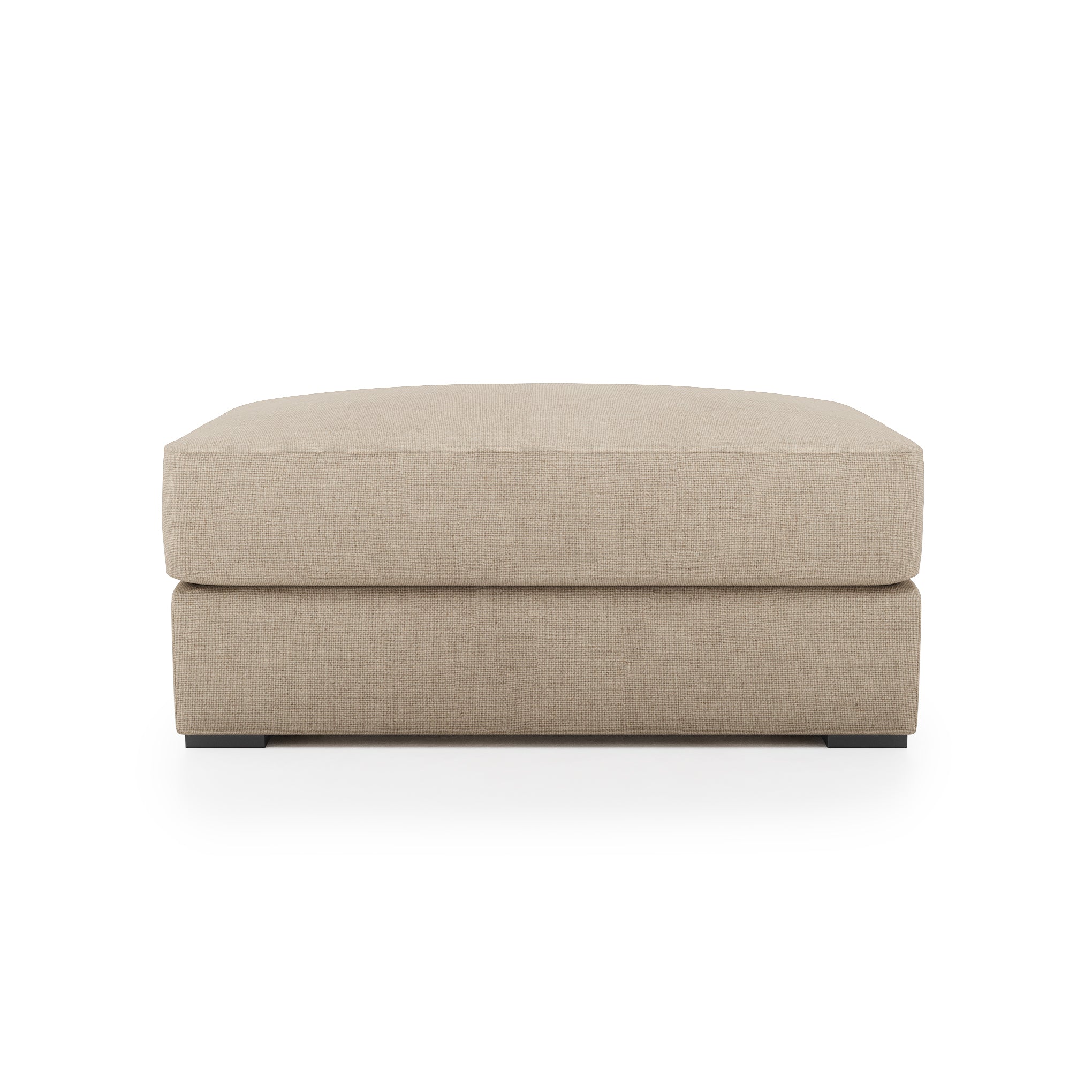 Serene Ottoman - natural linen front view