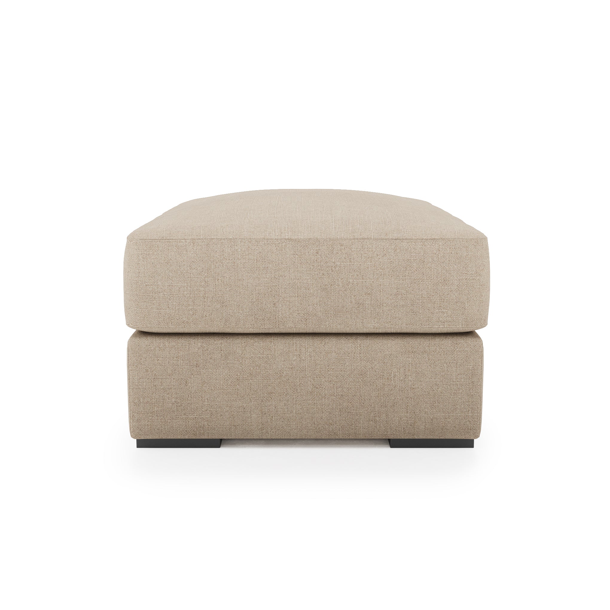 Serene Ottoman - natural linen side view