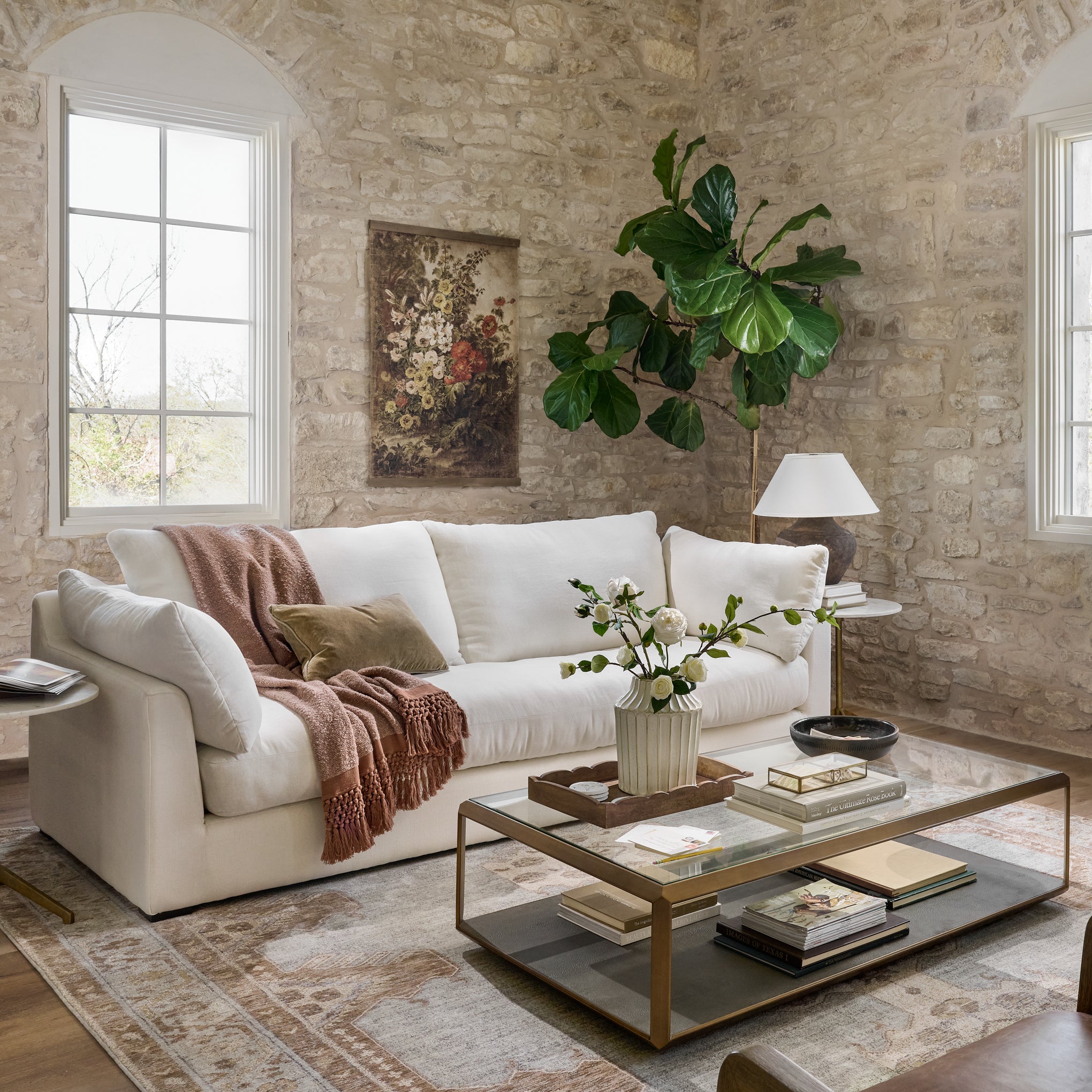Elle Shadow Box Coffee Table in a living room