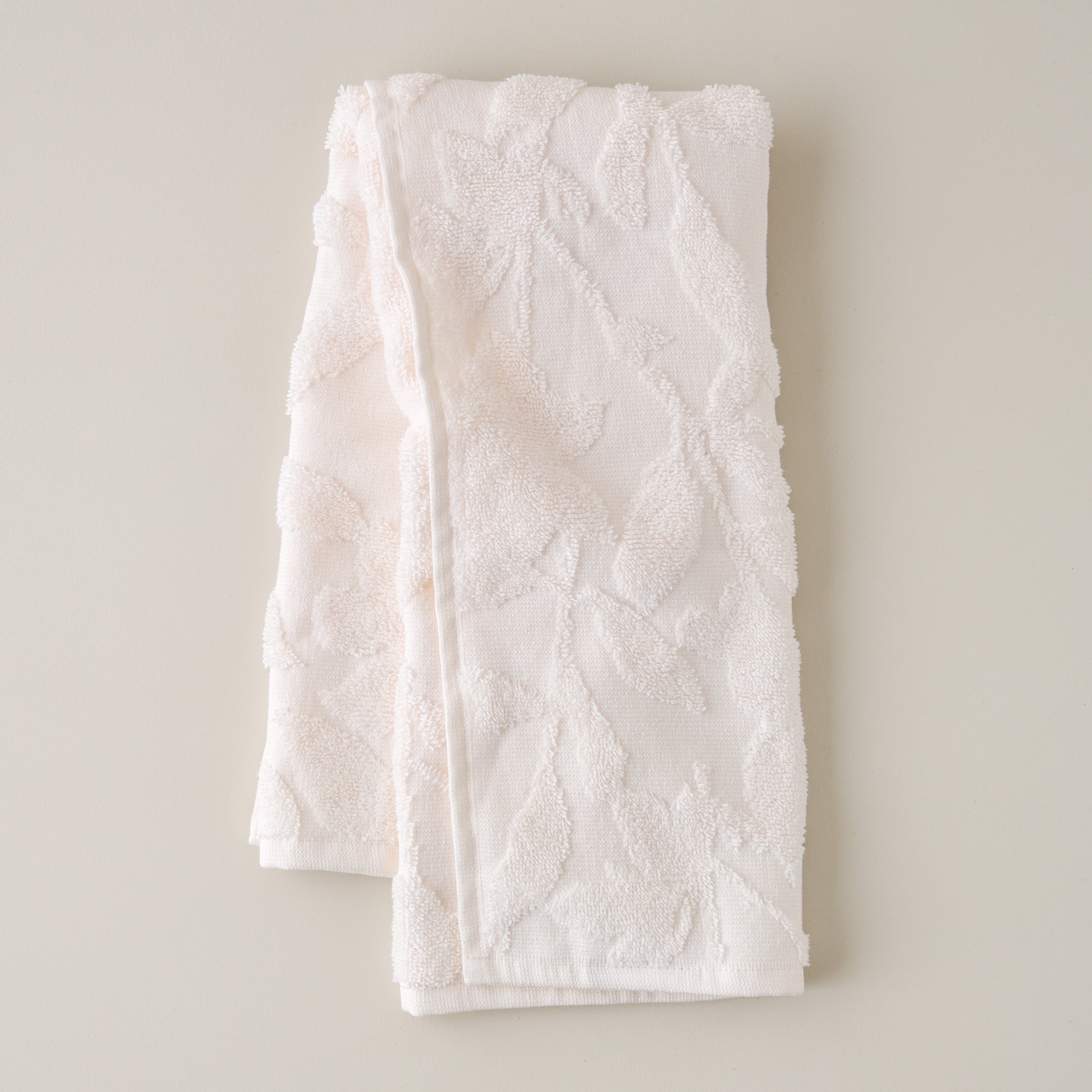 Snow White Floral Jacquard Towel - Hand Towel