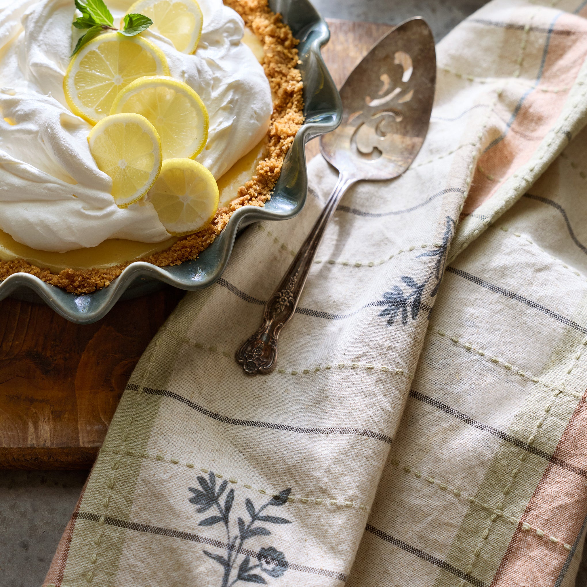 Magnoliass Dawn Plaid Tea Towel in the kitchen