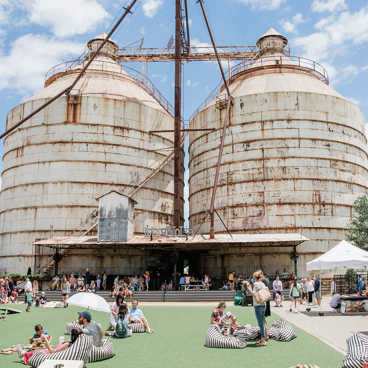 GIF of activities to do at the Silos grounds in Waco, TX.