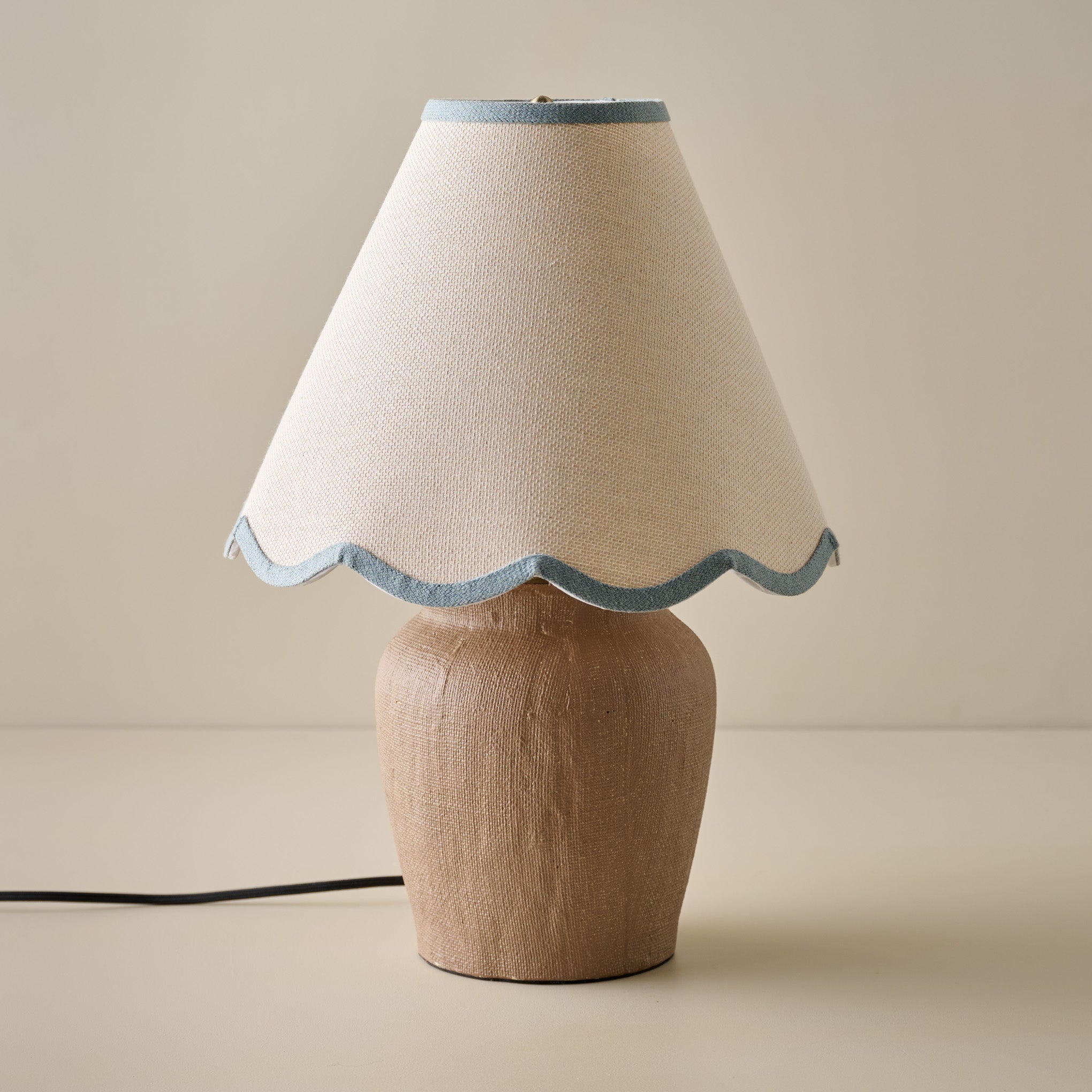 Teddie Table Lamp in Blue Linen  Shade