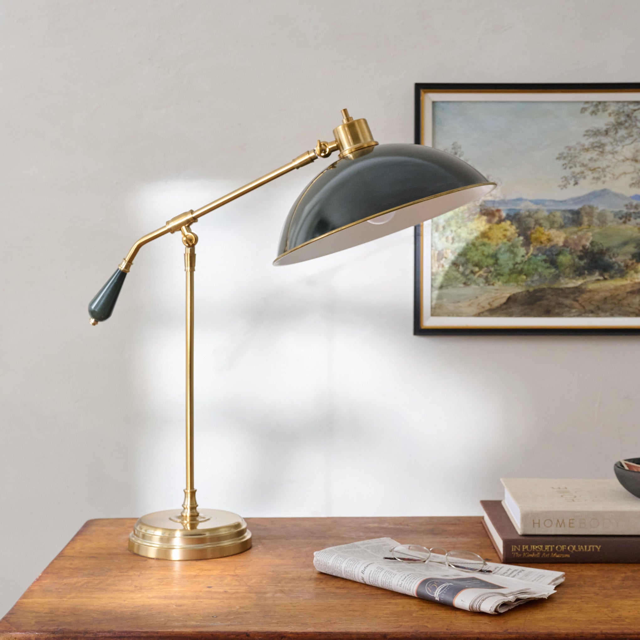 Black Castle Task Lamp shown sitting on desk