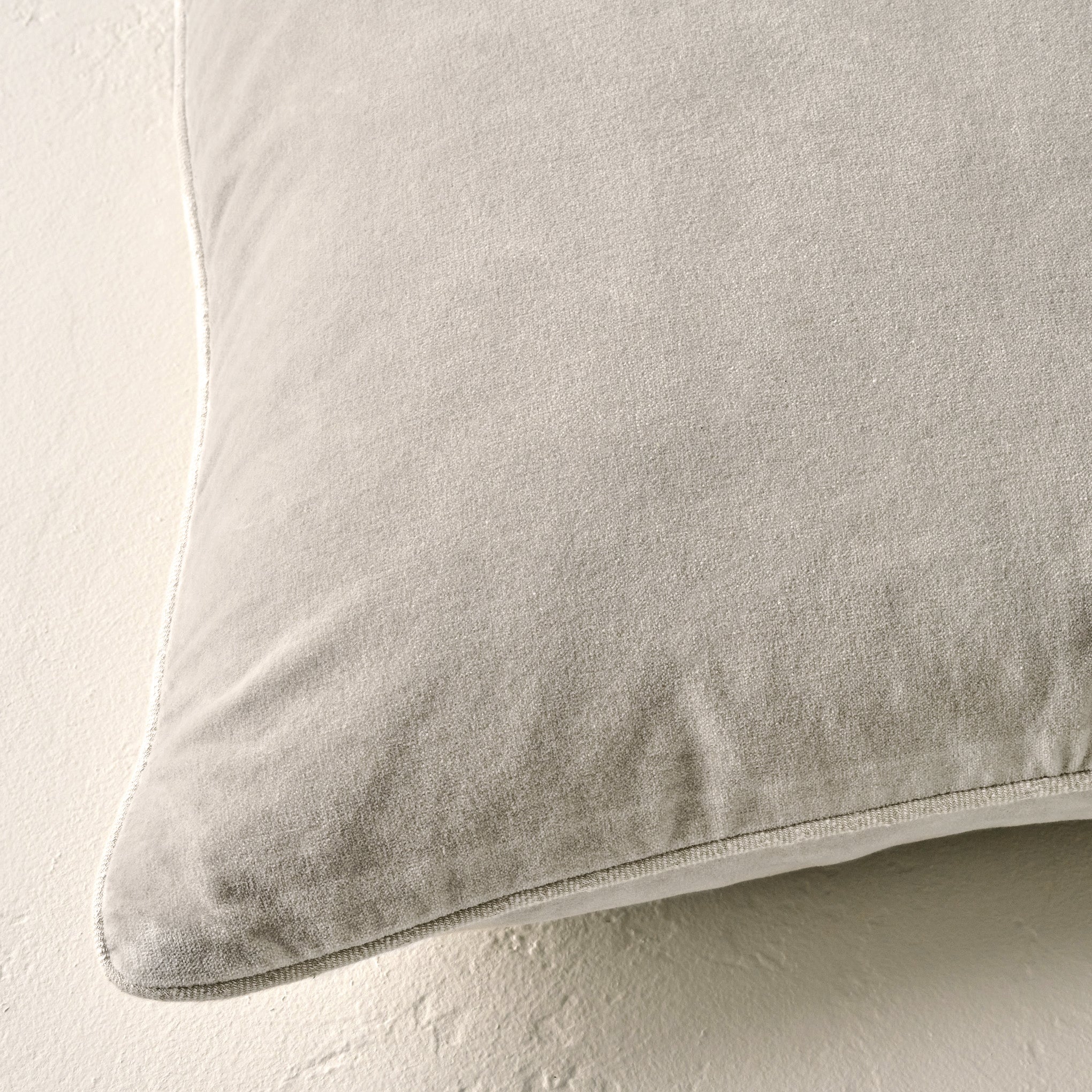 Heirloom Velvet Lumbar Pillow in Silver corner up close