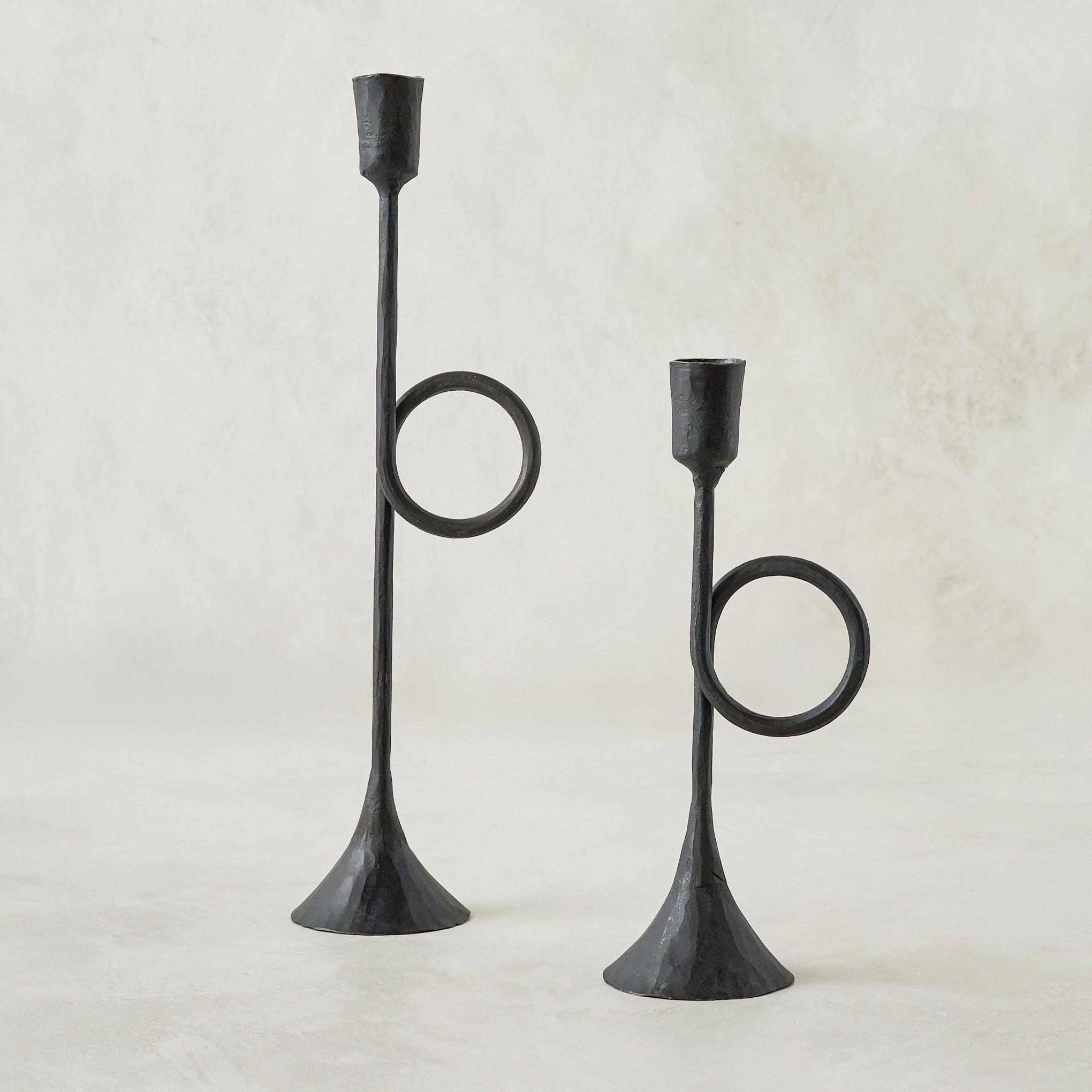 Black Antique Inspired Trumpet Taperholders