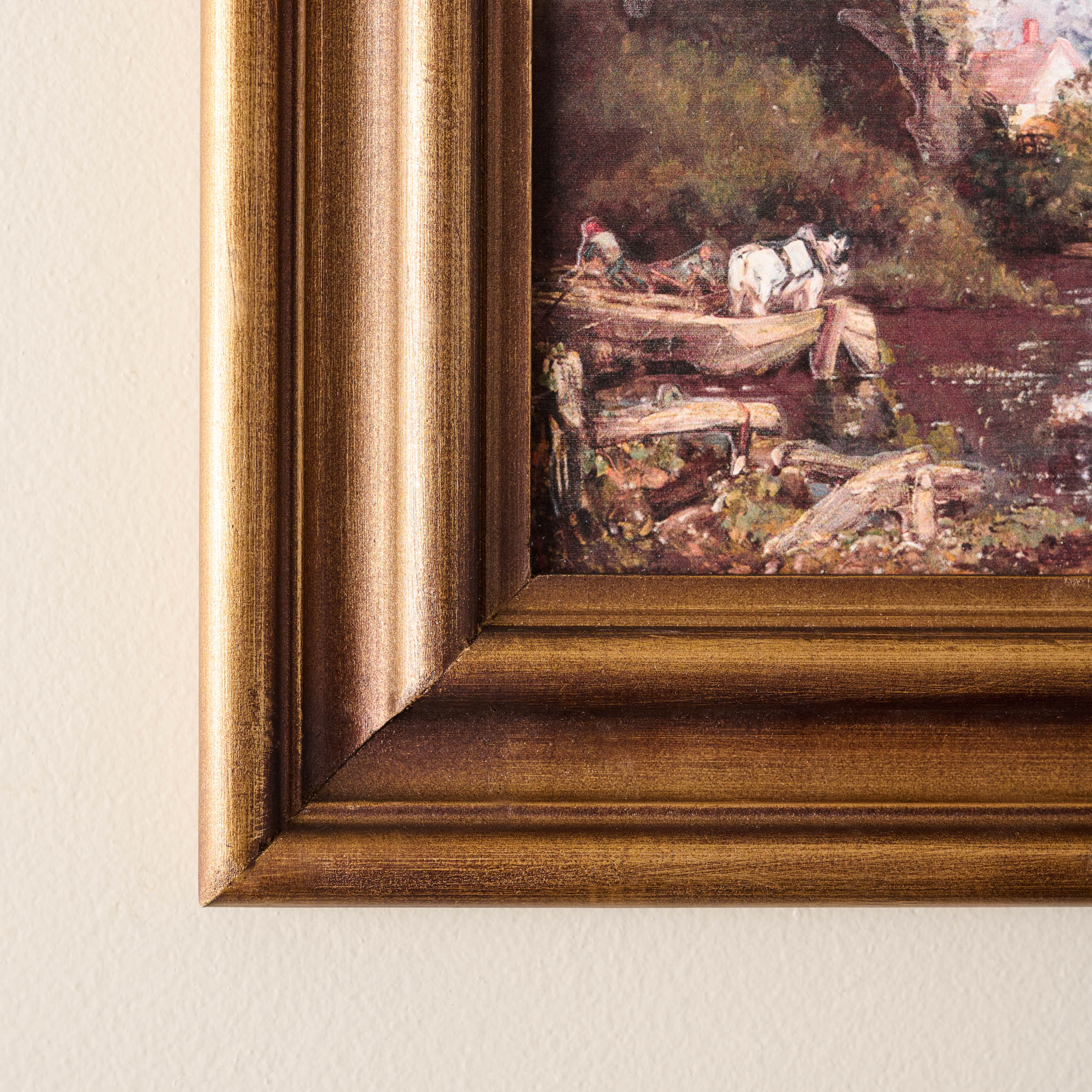 Pond's Edge Framed Print close up of frame